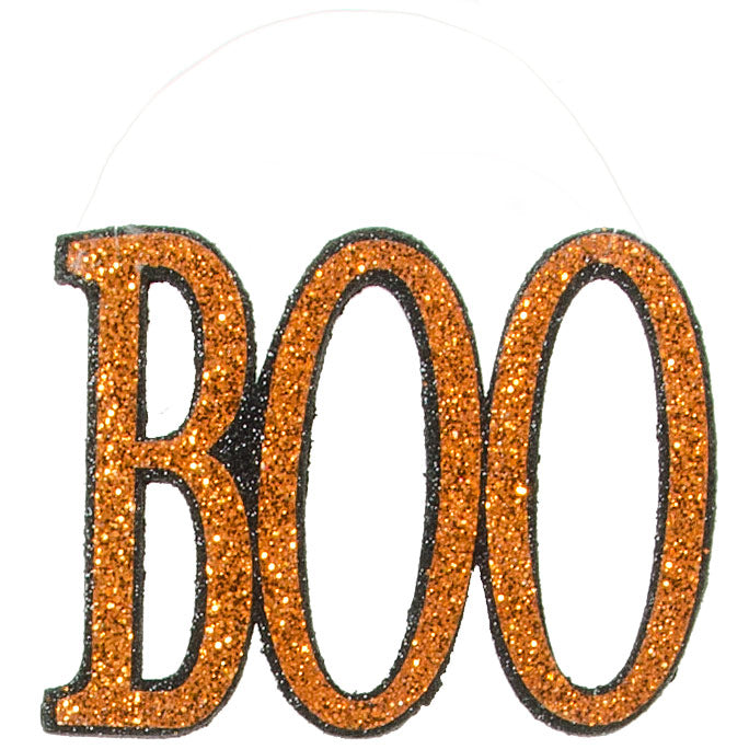 7" Glittered Boo Letters Sign: Orange