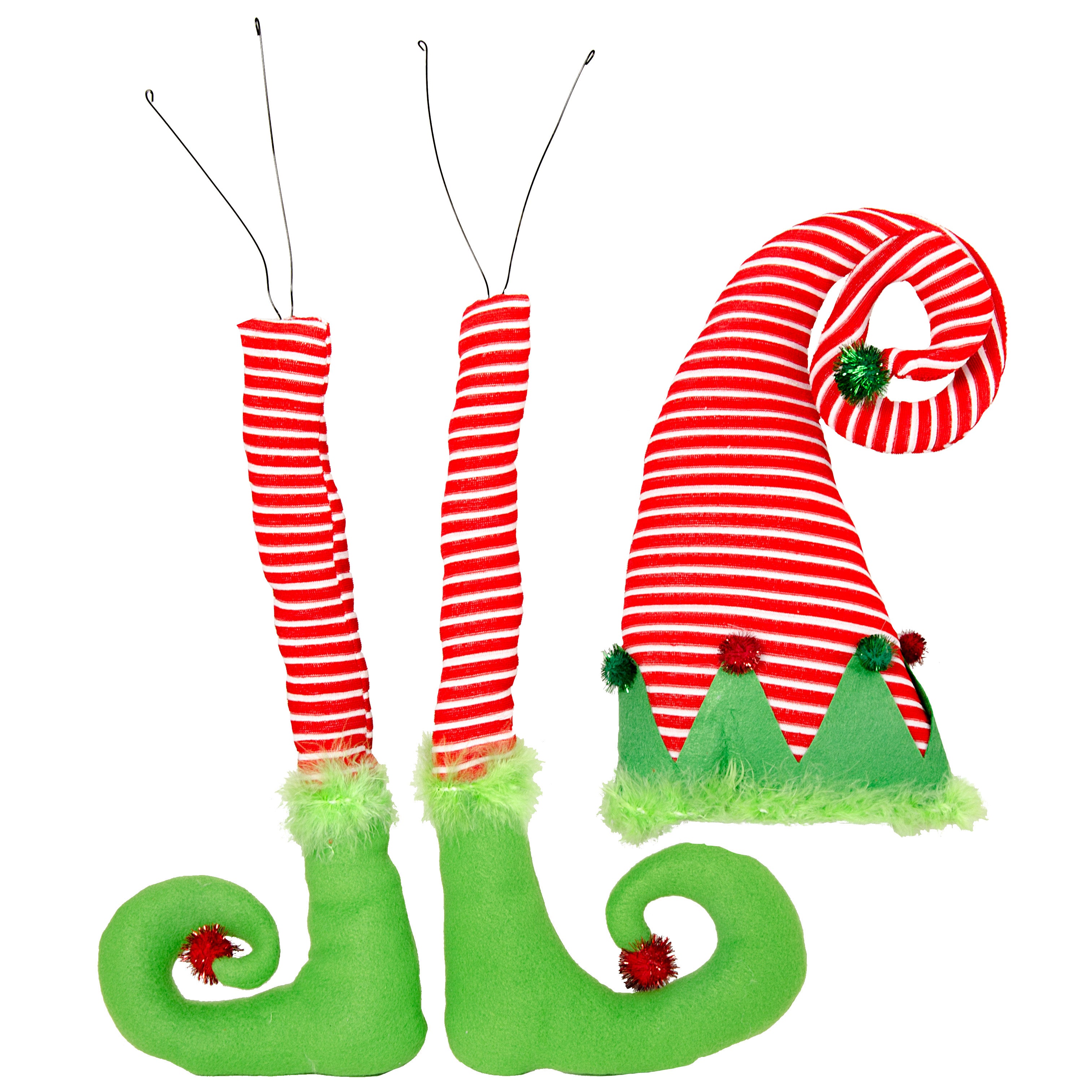 Plush Christmas Elf Wreath Accent: Red & Lime Green