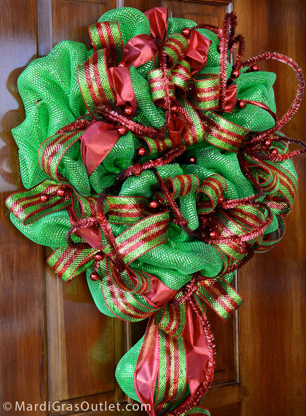 15-24" Tinsel Ball Work Wreath Form: Red