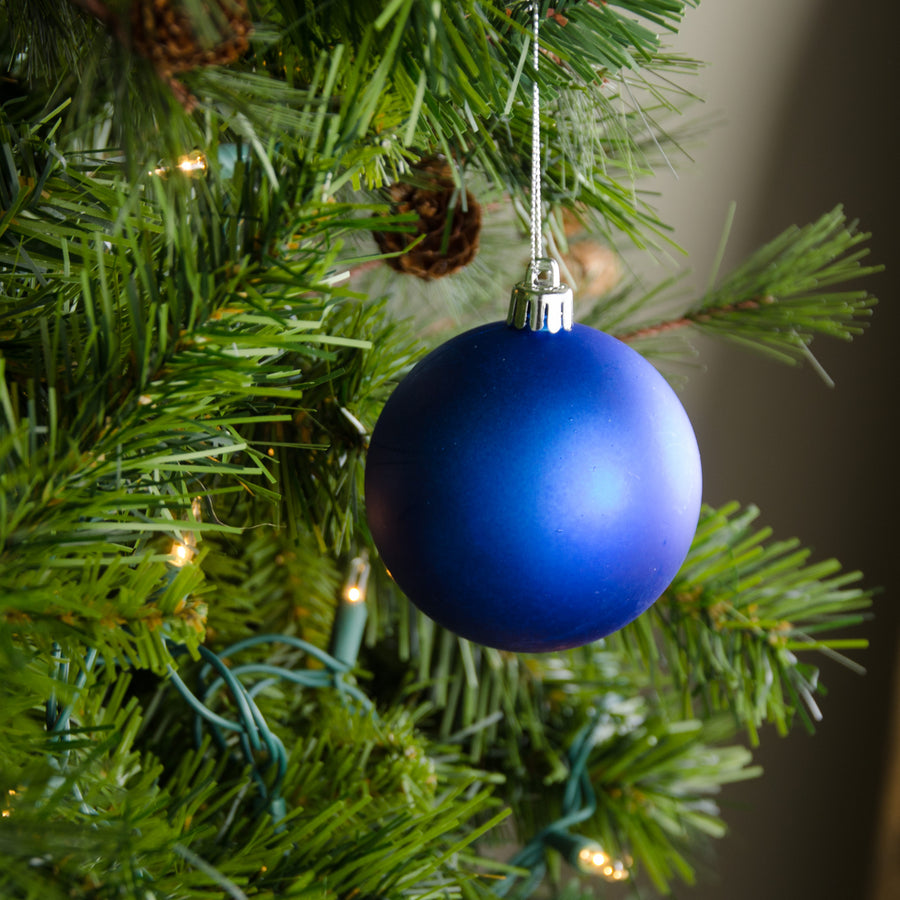 80MM Round Smooth Metallic Ball Ornament: Matte Royal Blue