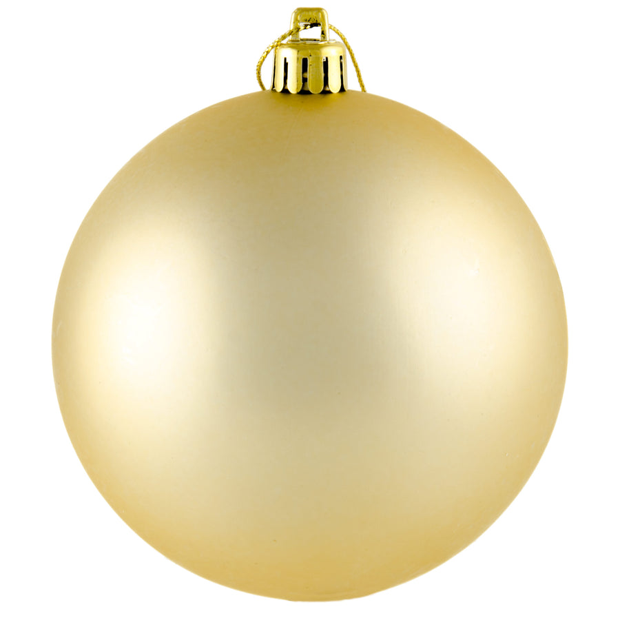 100MM Round Smooth Metallic Ball Ornament: Matte Gold