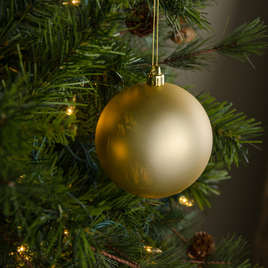 100MM Round Smooth Metallic Ball Ornament: Matte Gold