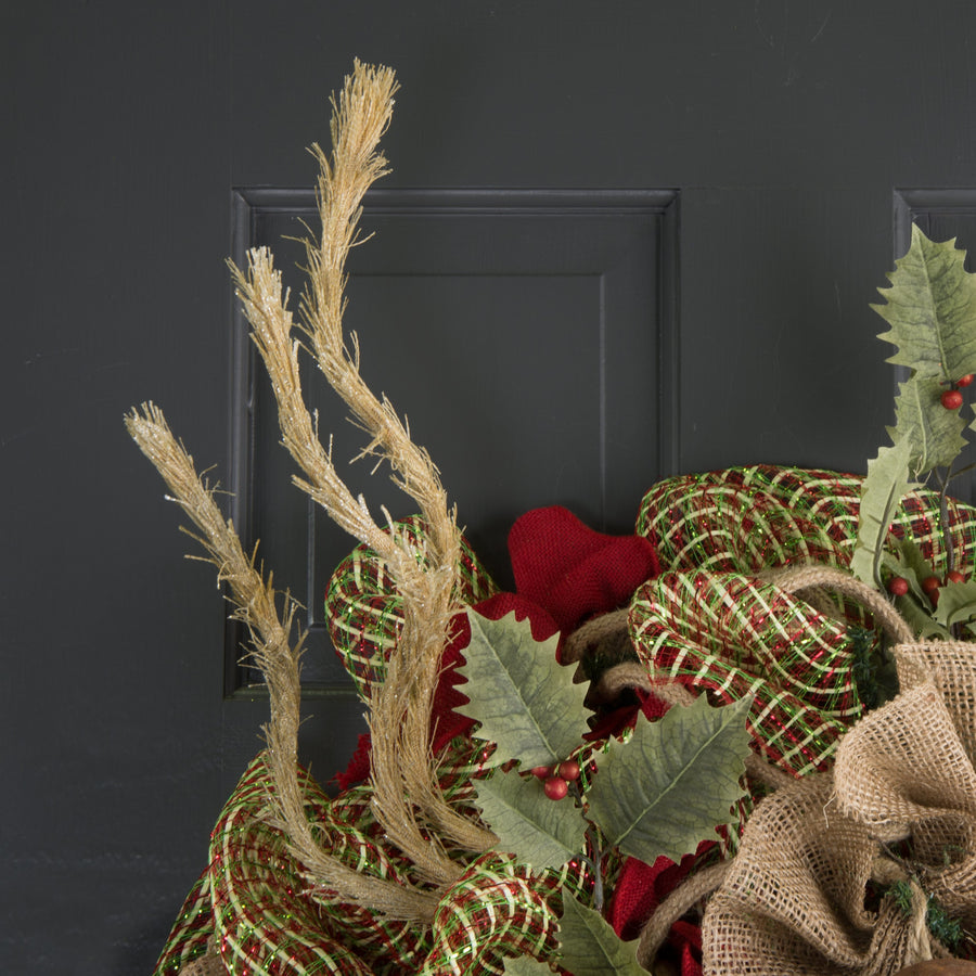 36" Burlap Fringe Curl Floral Spray: Natural