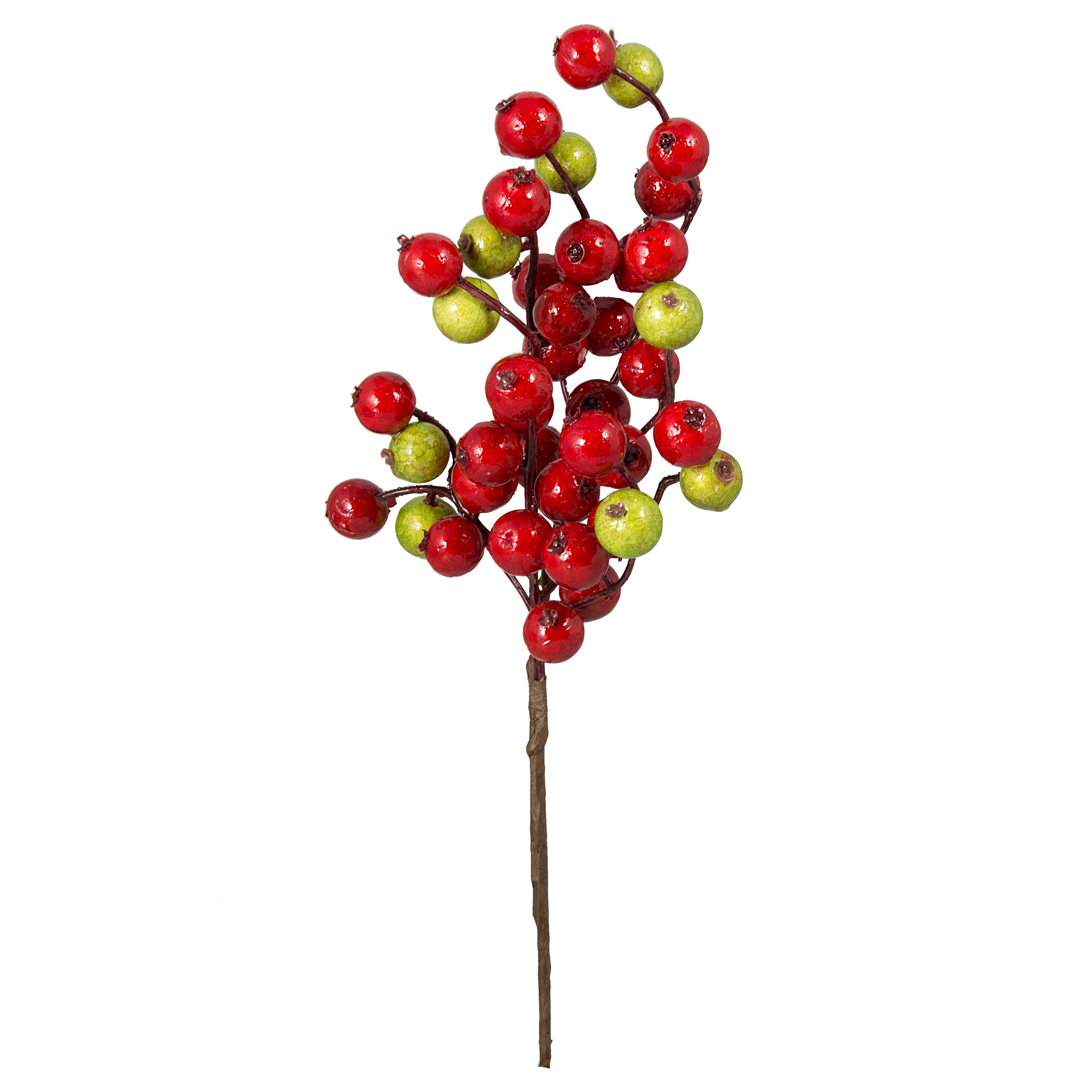 12" Crabapple Berry Pick: Red & Lime Green