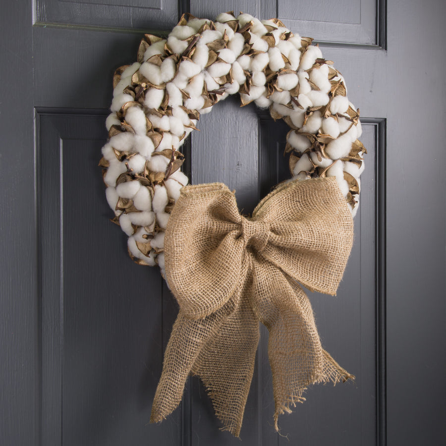 16" Cotton Boll & Petal Wreath