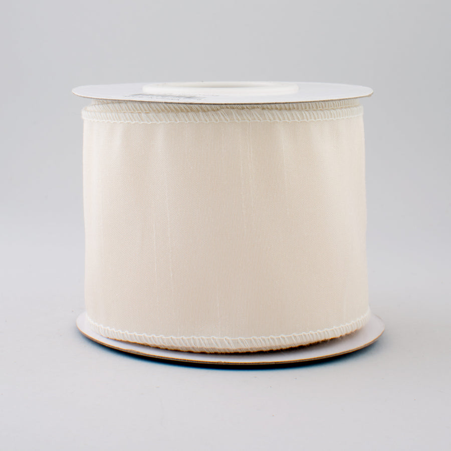 2.5" Faux Dupioni Ribbon: Ivory (10 Yard Roll)