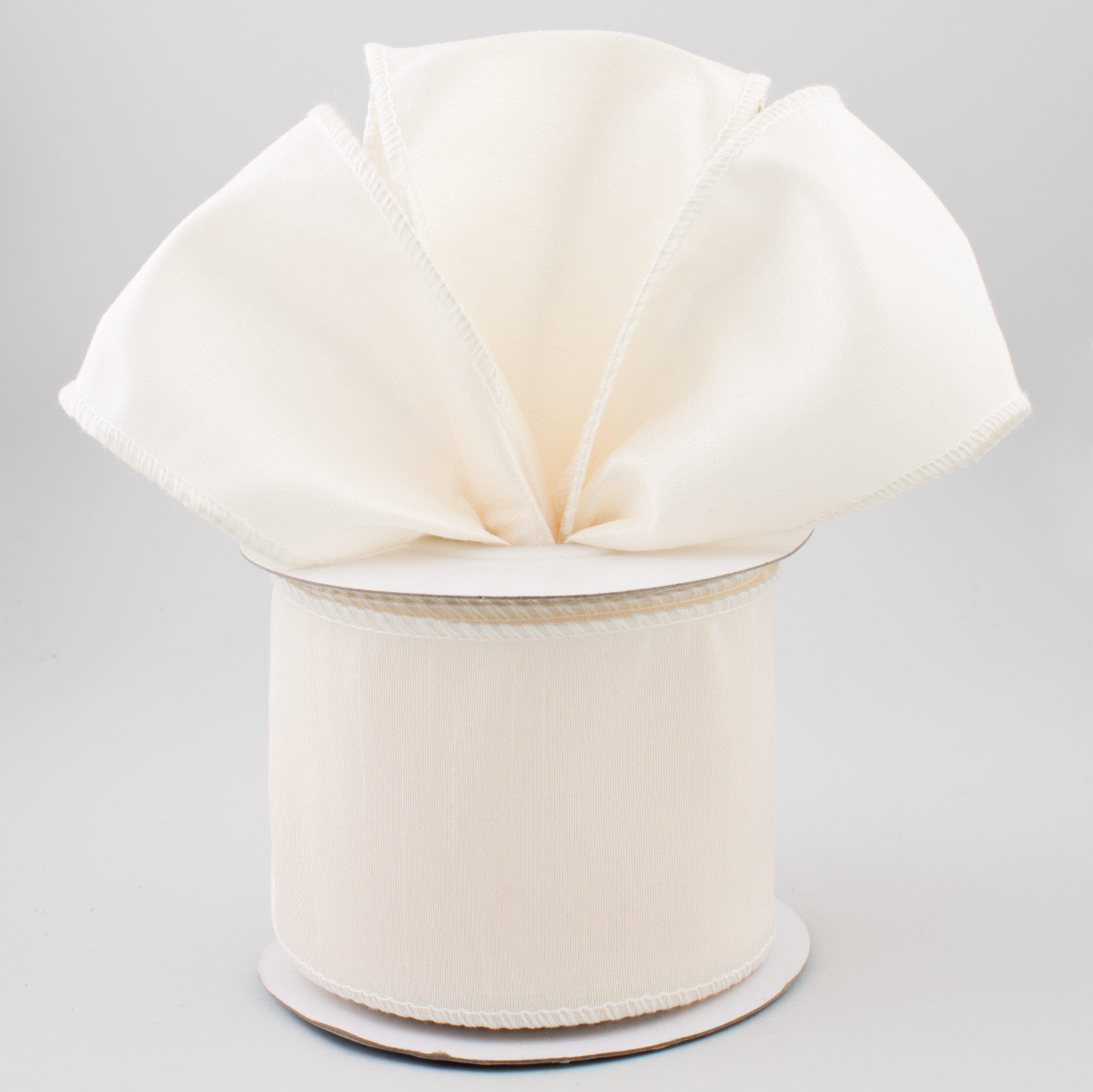 2.5" Faux Dupioni Ribbon: Ivory (10 Yard Roll)