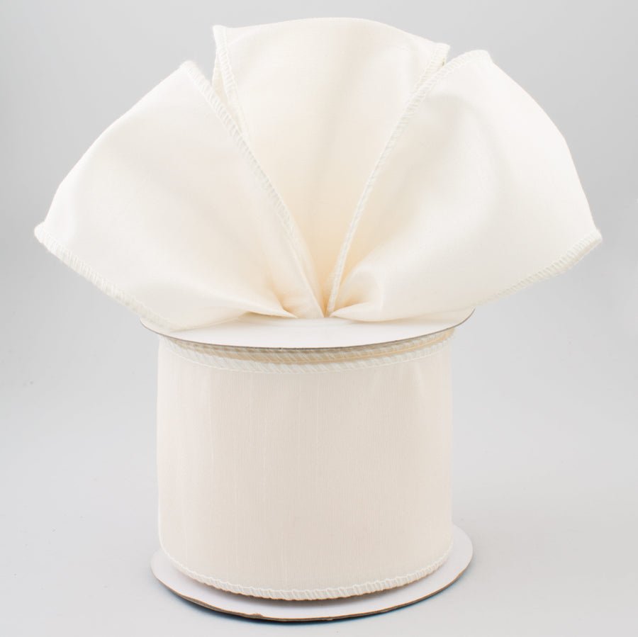 2.5" Faux Dupioni Ribbon: Ivory (10 Yard Roll)