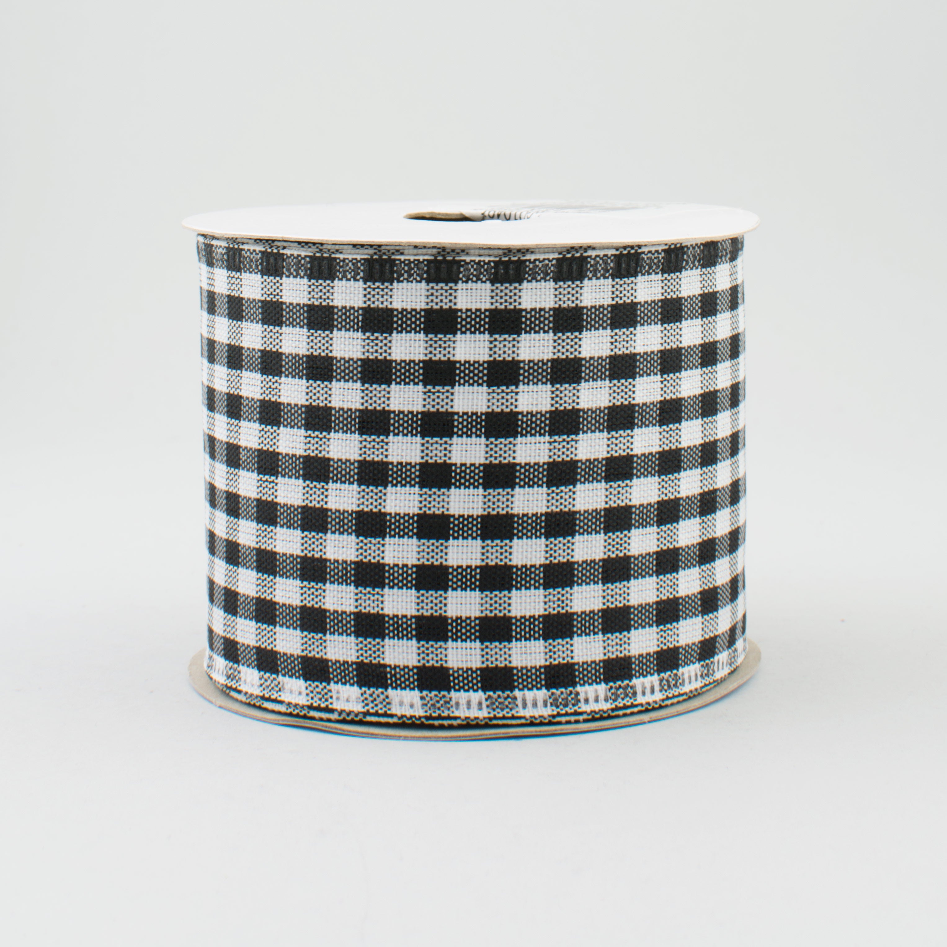 2.5" Gingham Check Wired Ribbon: Black & White (10 Yards)