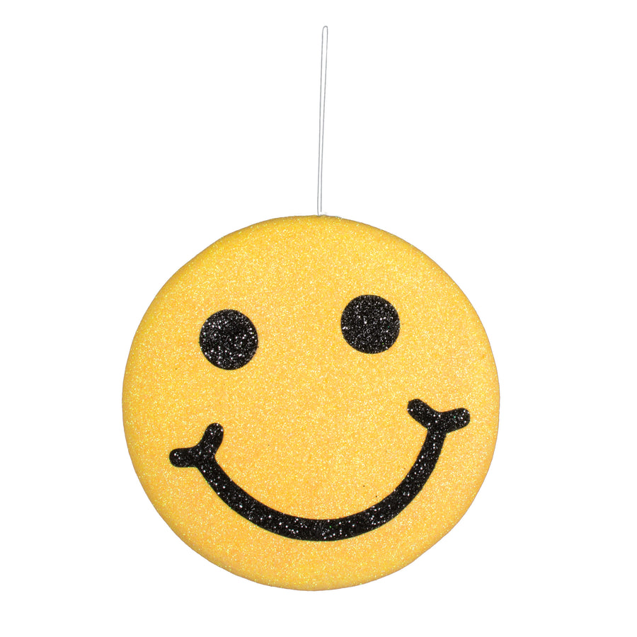 10" Yellow Smiley Face Decoration: Yellow & Black