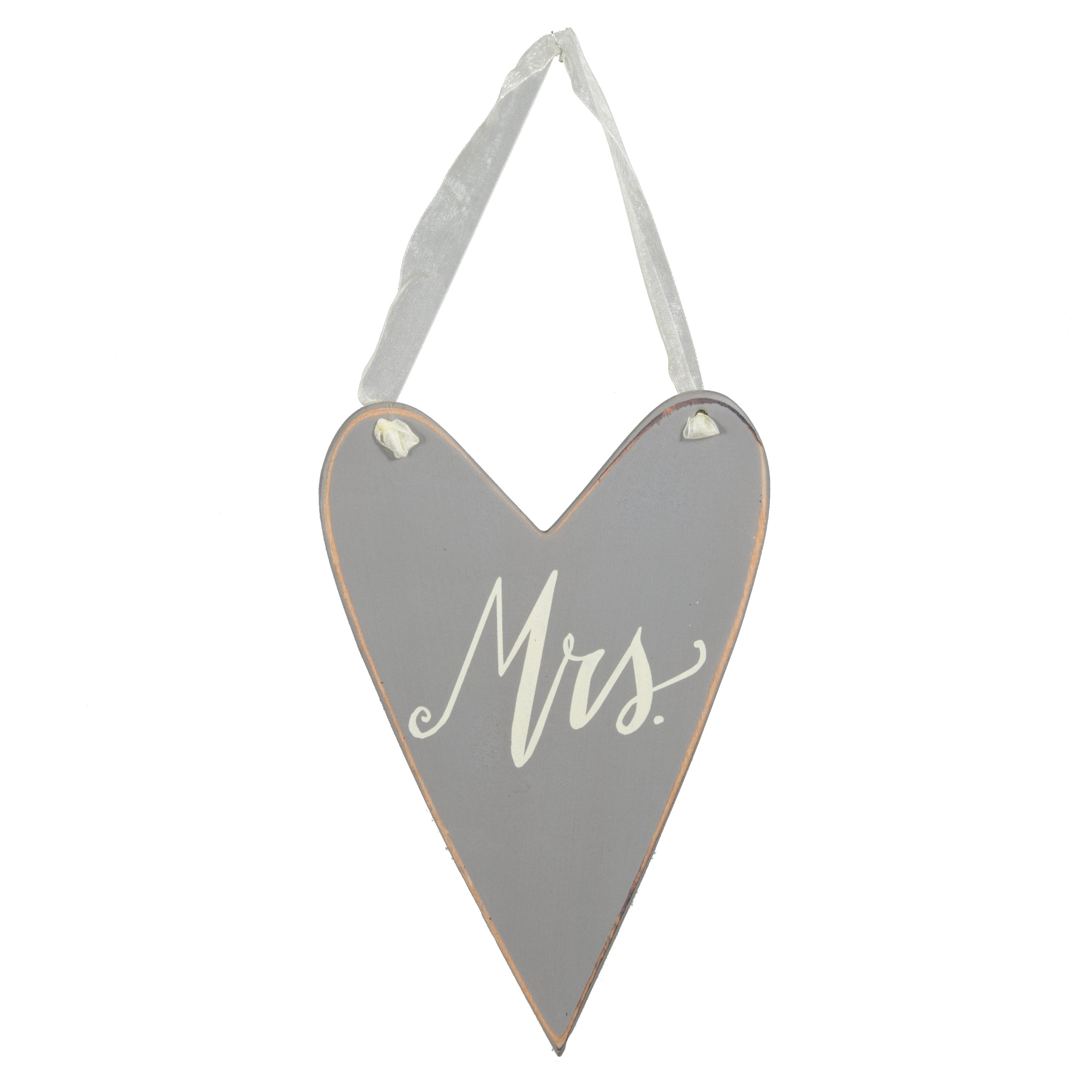 9" Hanging Heart Heart Sign: Mrs