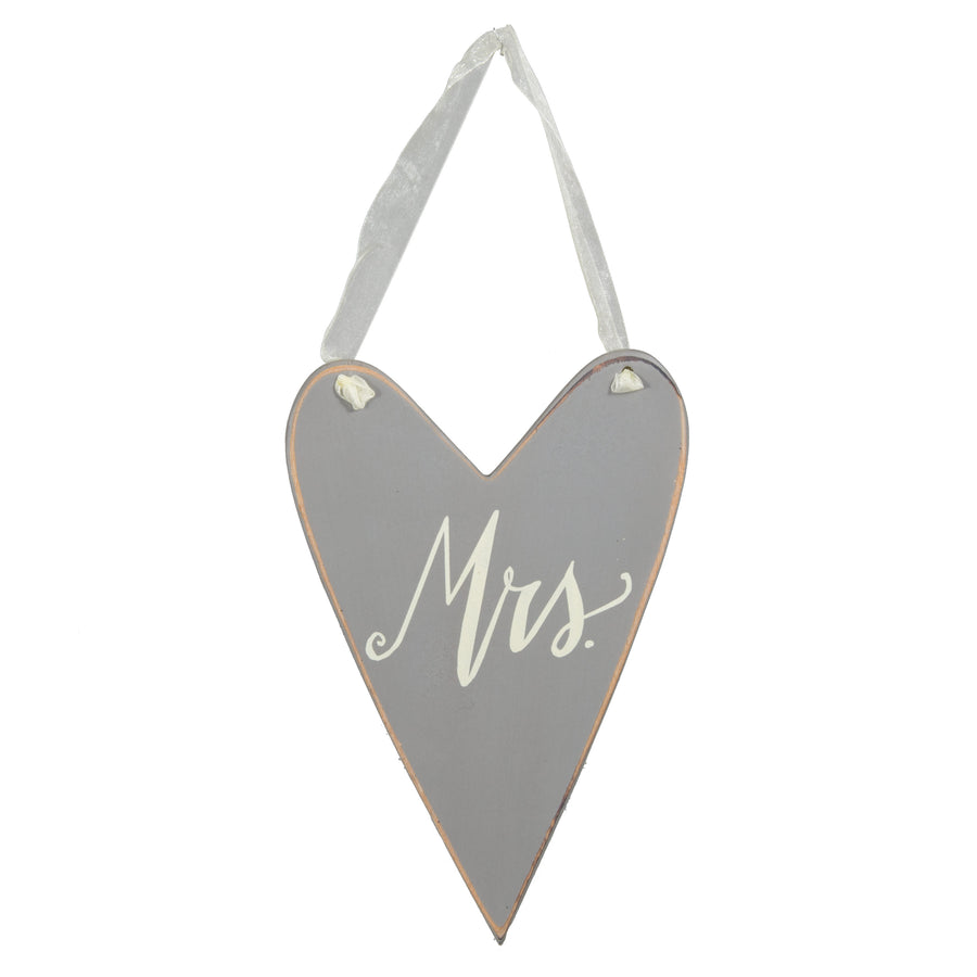 9" Hanging Heart Heart Sign: Mrs