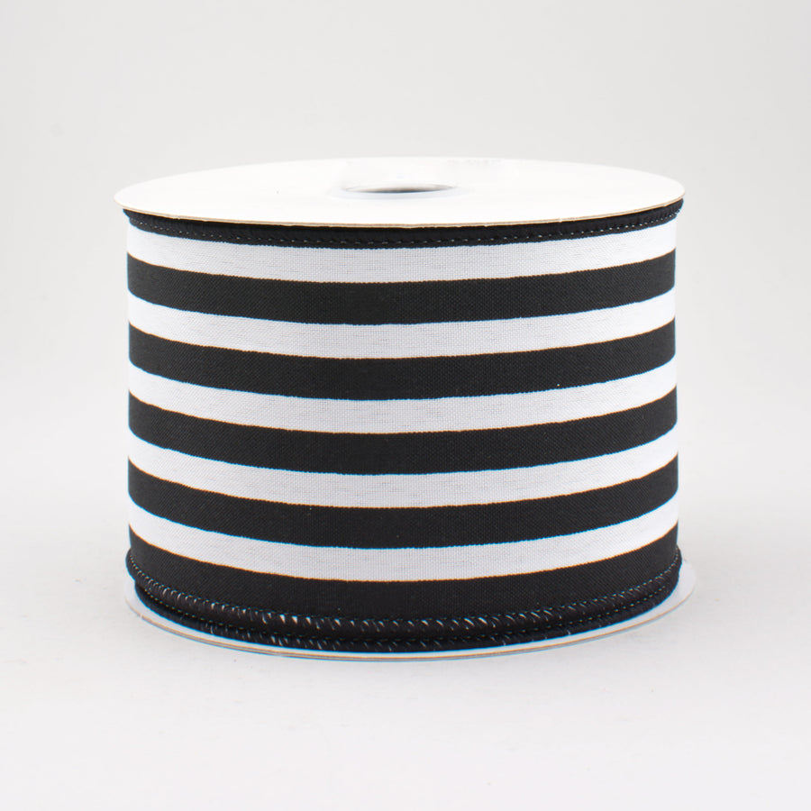 2.5" Vertical Stripe Ribbon: Black & White (10 Yards)
