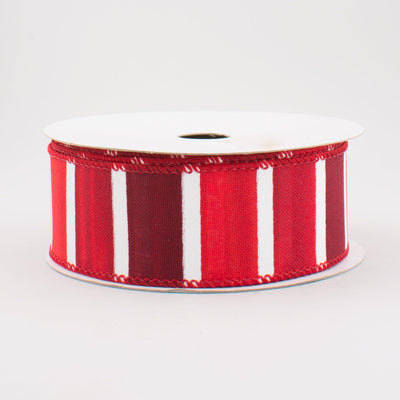 1.5" Watercolor Wide Stripe Ribbon: Red & White (10 Yards)