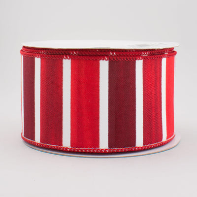 2.5" Watercolor Wide Stripe Ribbon: Red & White (10 Yards)