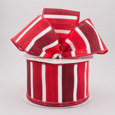 2.5" Watercolor Wide Stripe Ribbon: Red & White (10 Yards)