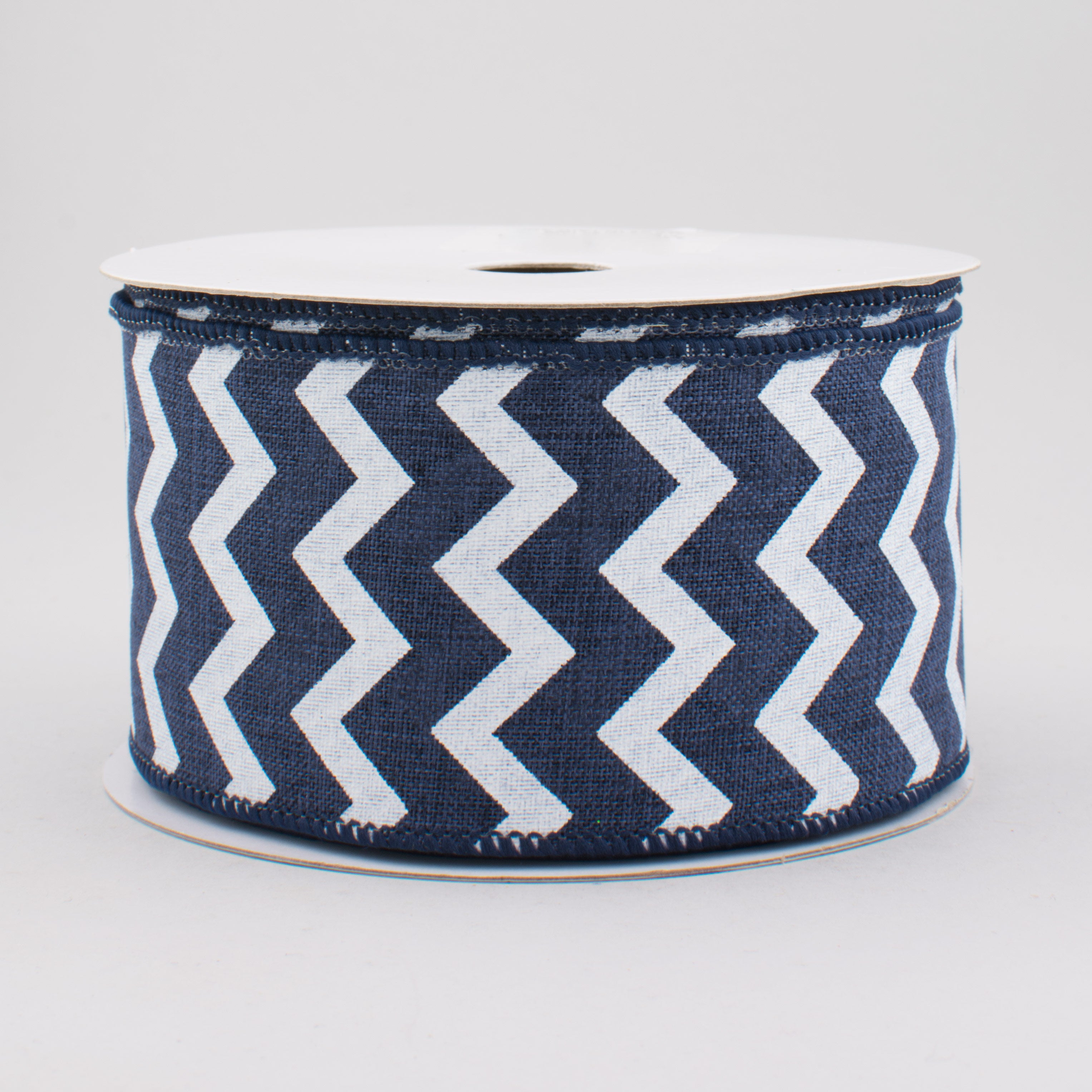 2.5" Canvas Chevron Ribbon: Navy Blue & White (10 Yards)