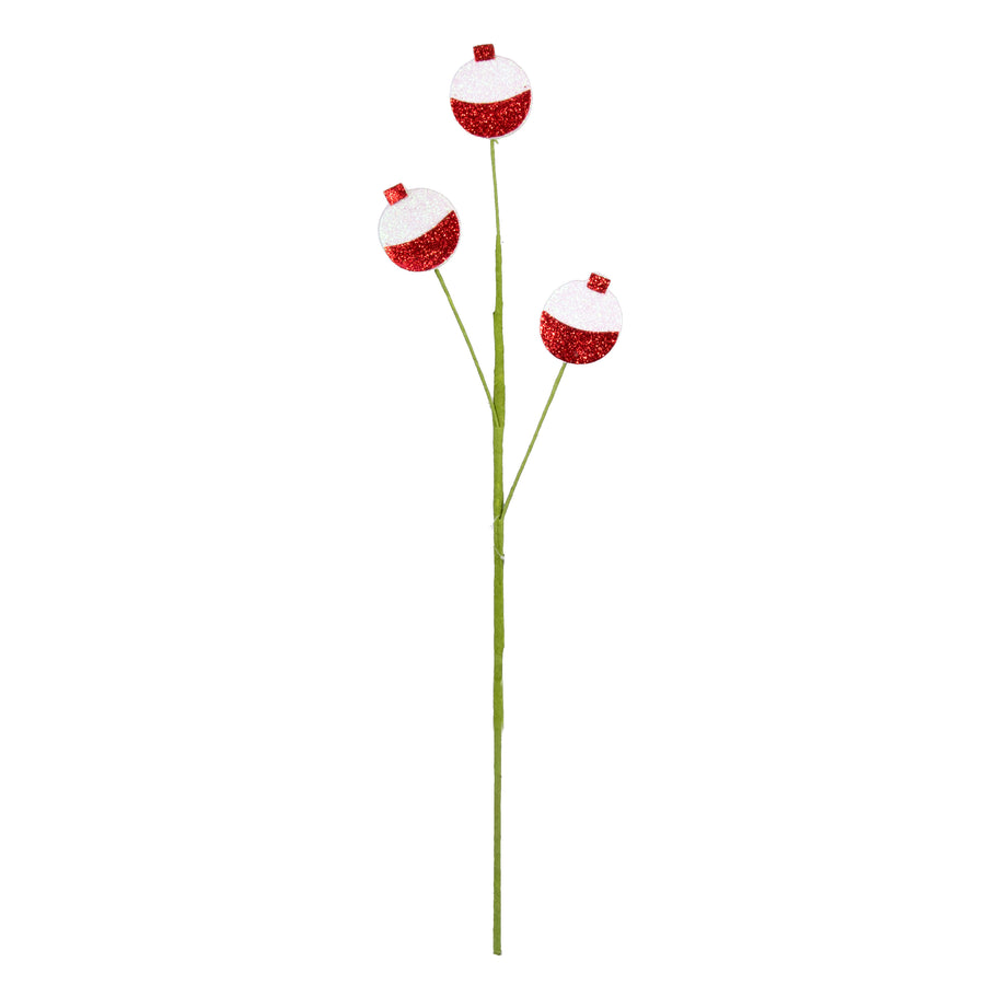 25" Metallic Glitter Bobber Pick: Red & White