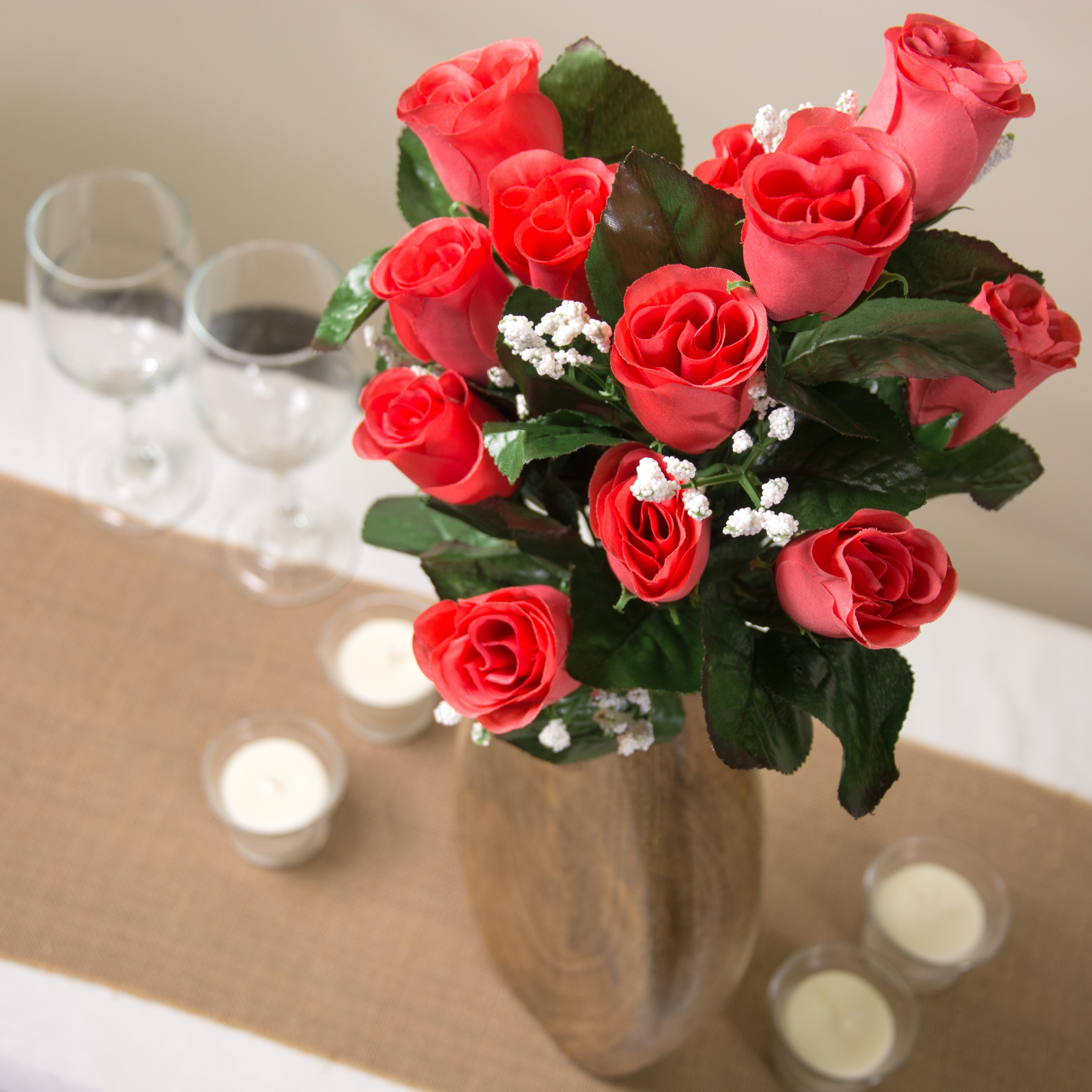18" Colorfast Lillian Rose Bud Bush: Coral (14)