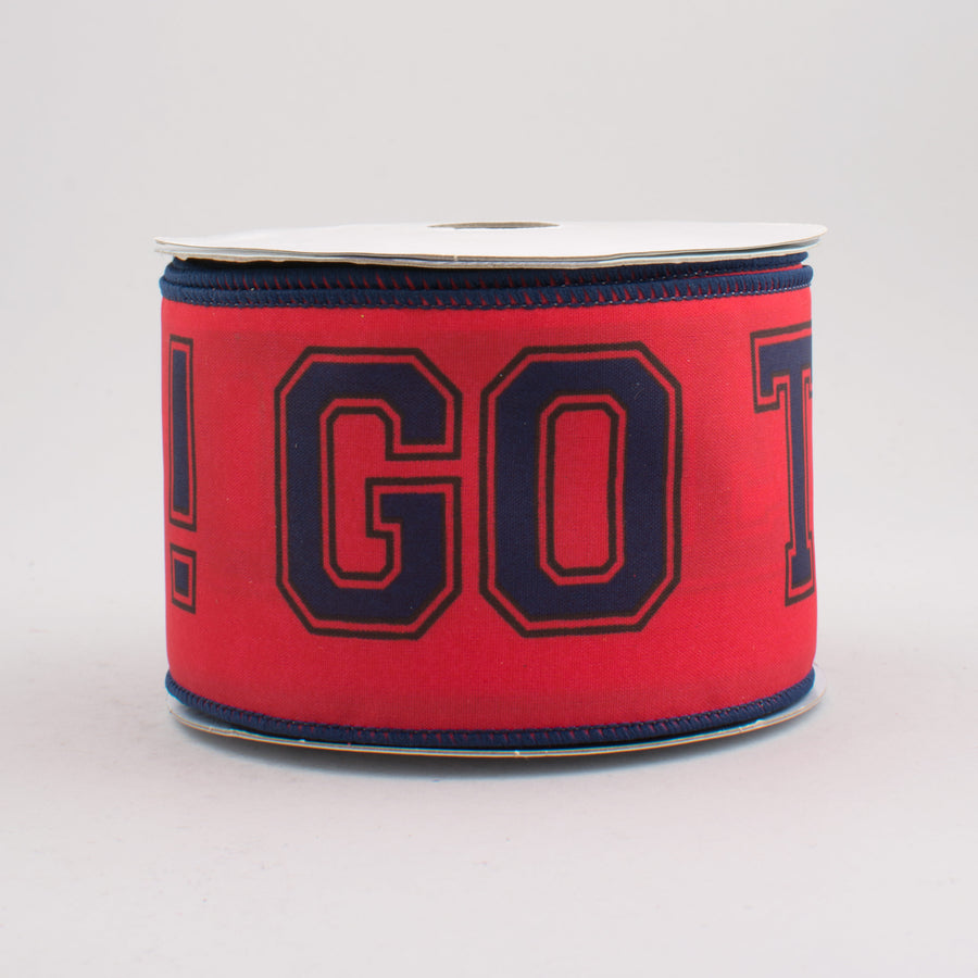 2.5" Go Team Ribbon: Red & Navy Blue (10 Yards)