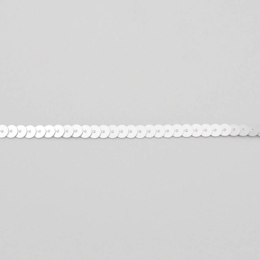 0.25" Sequin Trim: Metallic Silver (100 Yards)