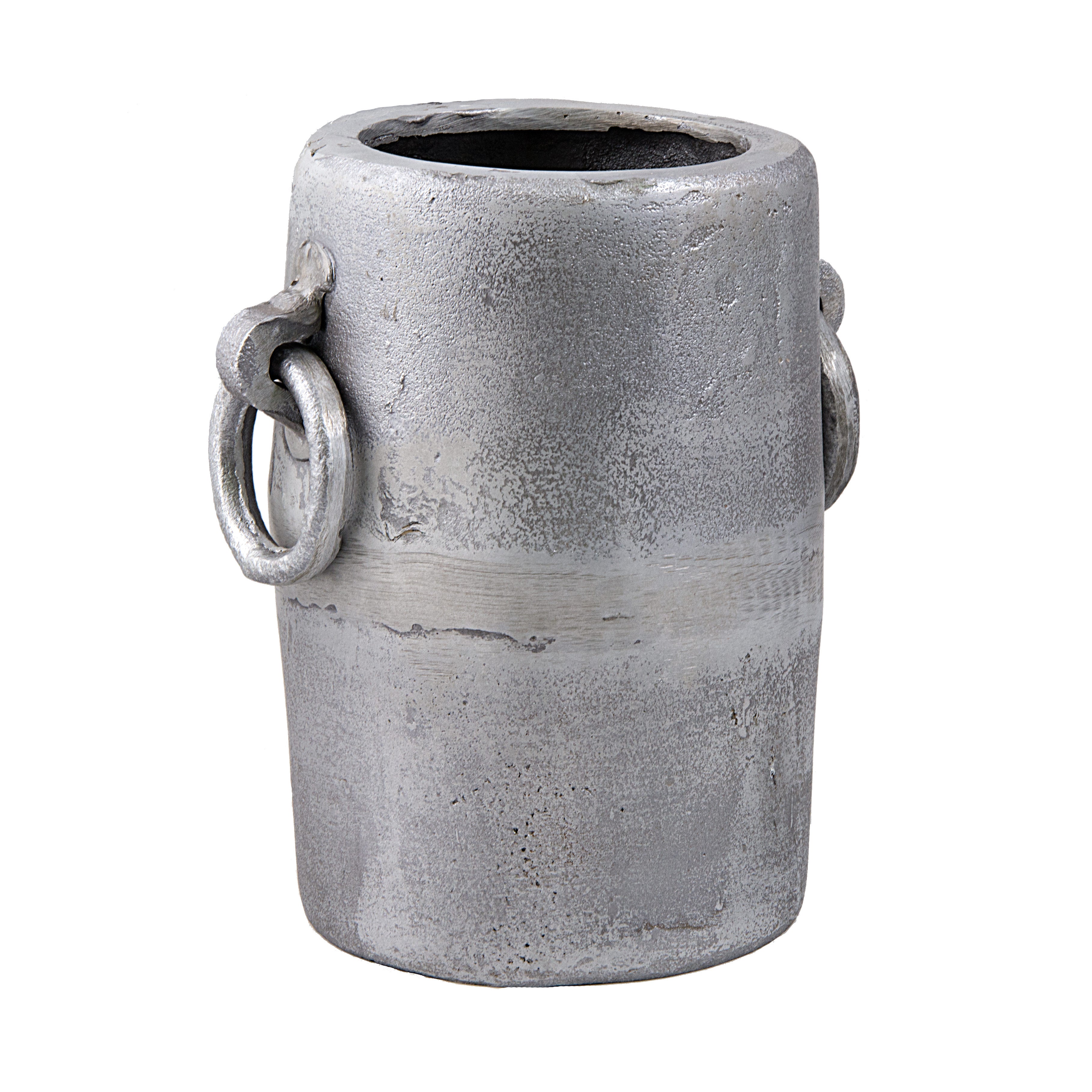 9.5" Aluminum Ring Handle Vase: Rock Grey