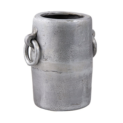 9.5" Aluminum Ring Handle Vase: Rock Grey