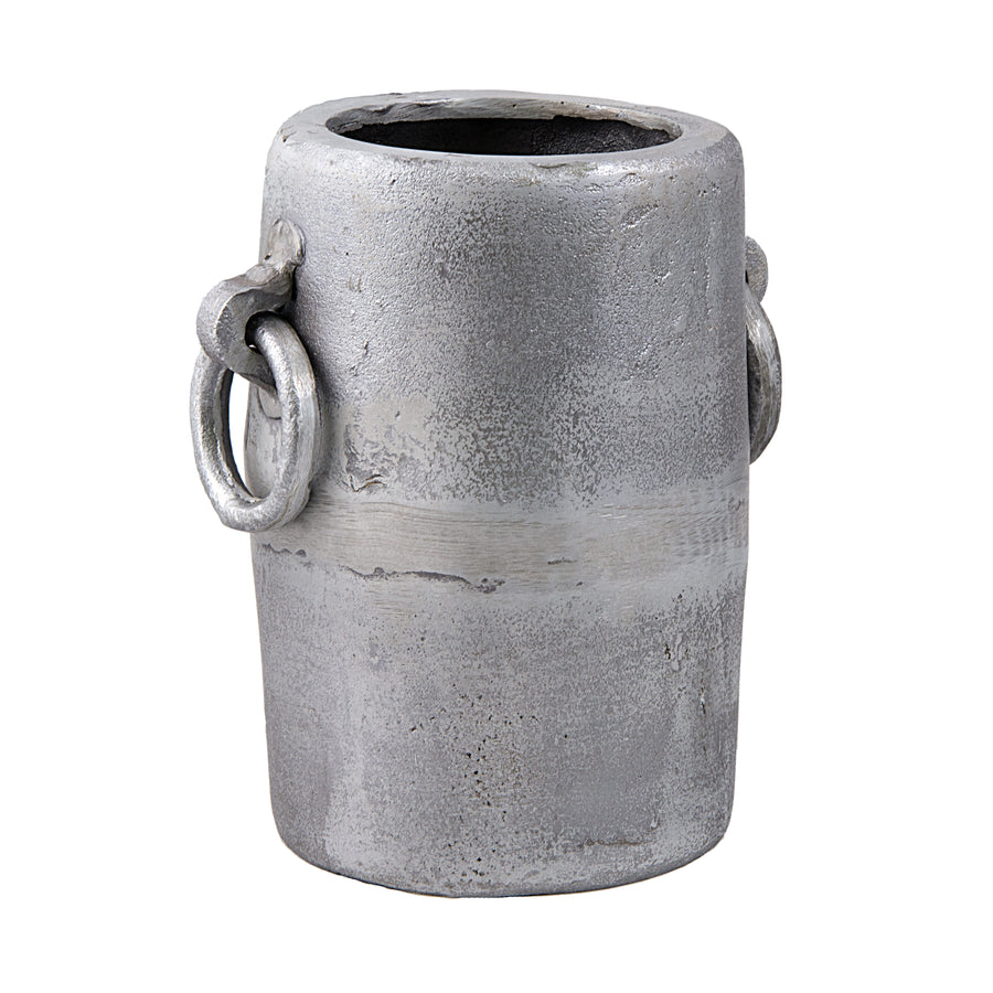 9.5" Aluminum Ring Handle Vase: Rock Grey