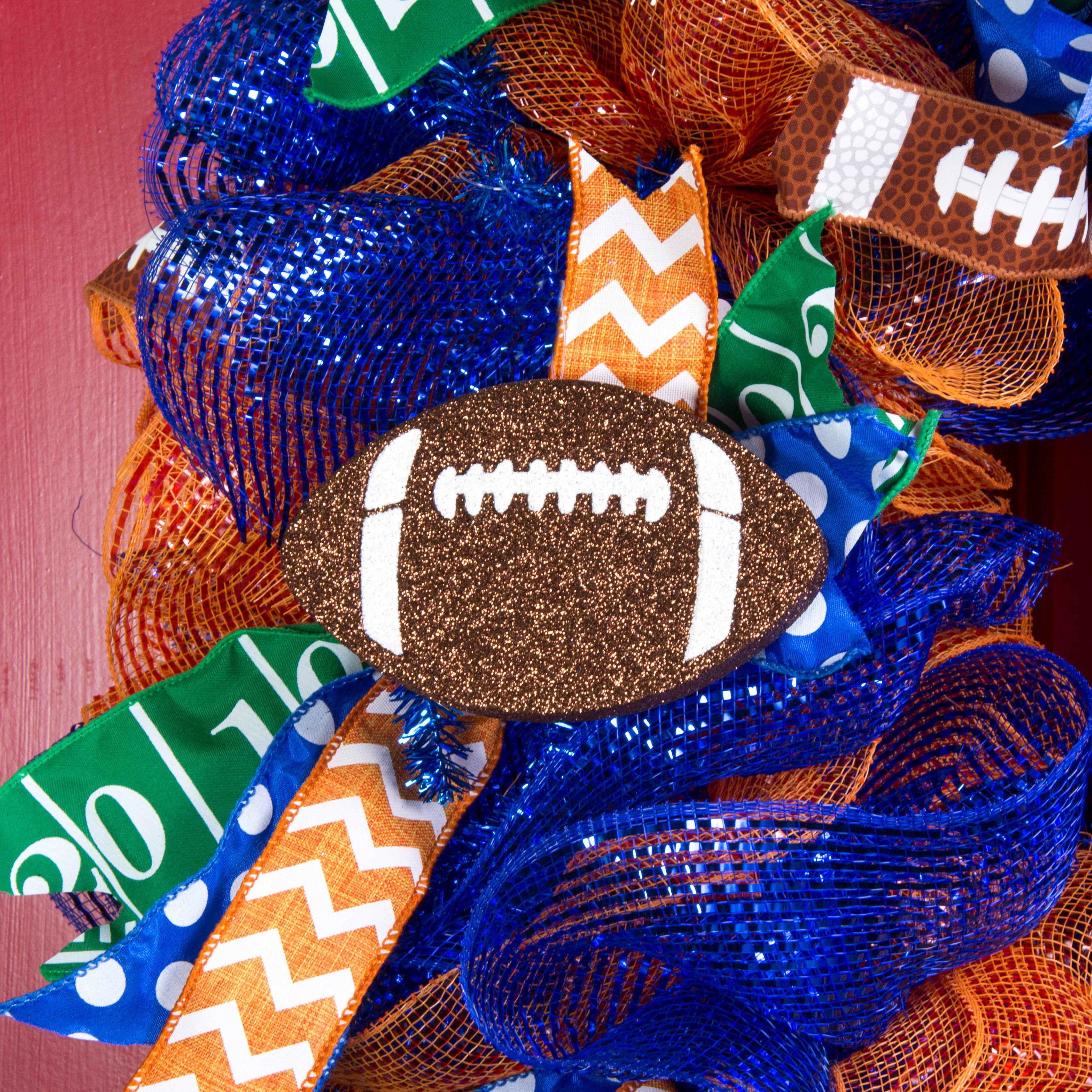 5" Metallic Glitter Football Ornament: Brown & White