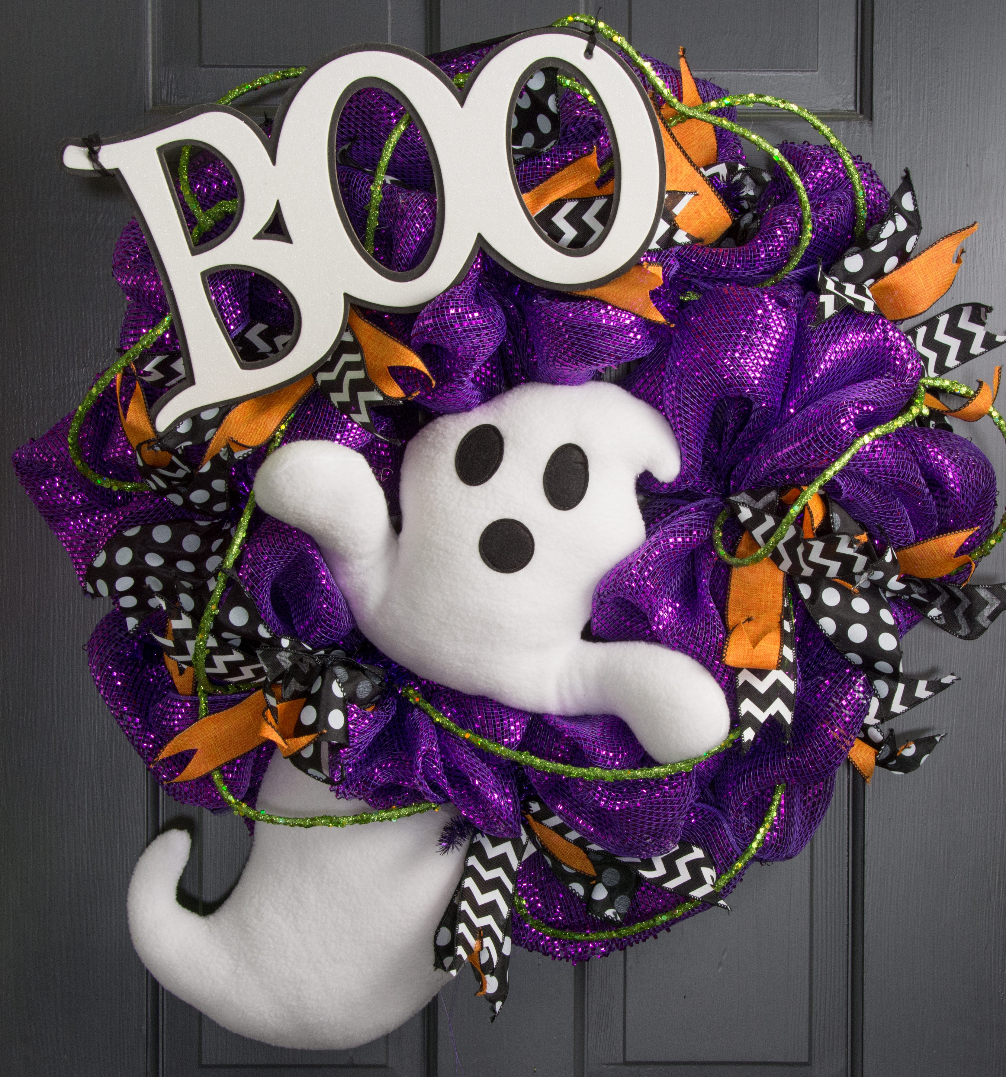 Plush White Ghost Wreath Decor Kit (2 Pieces)