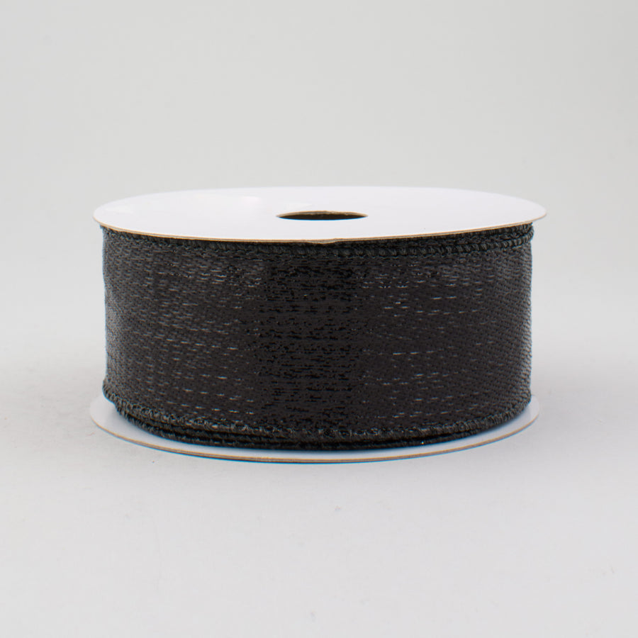 1.5" Metallic Ribbon: Black (10 Yards)