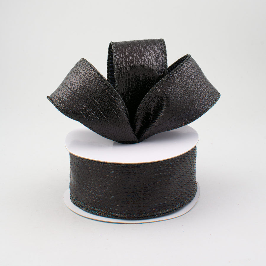 1.5" Metallic Ribbon: Black (10 Yards)