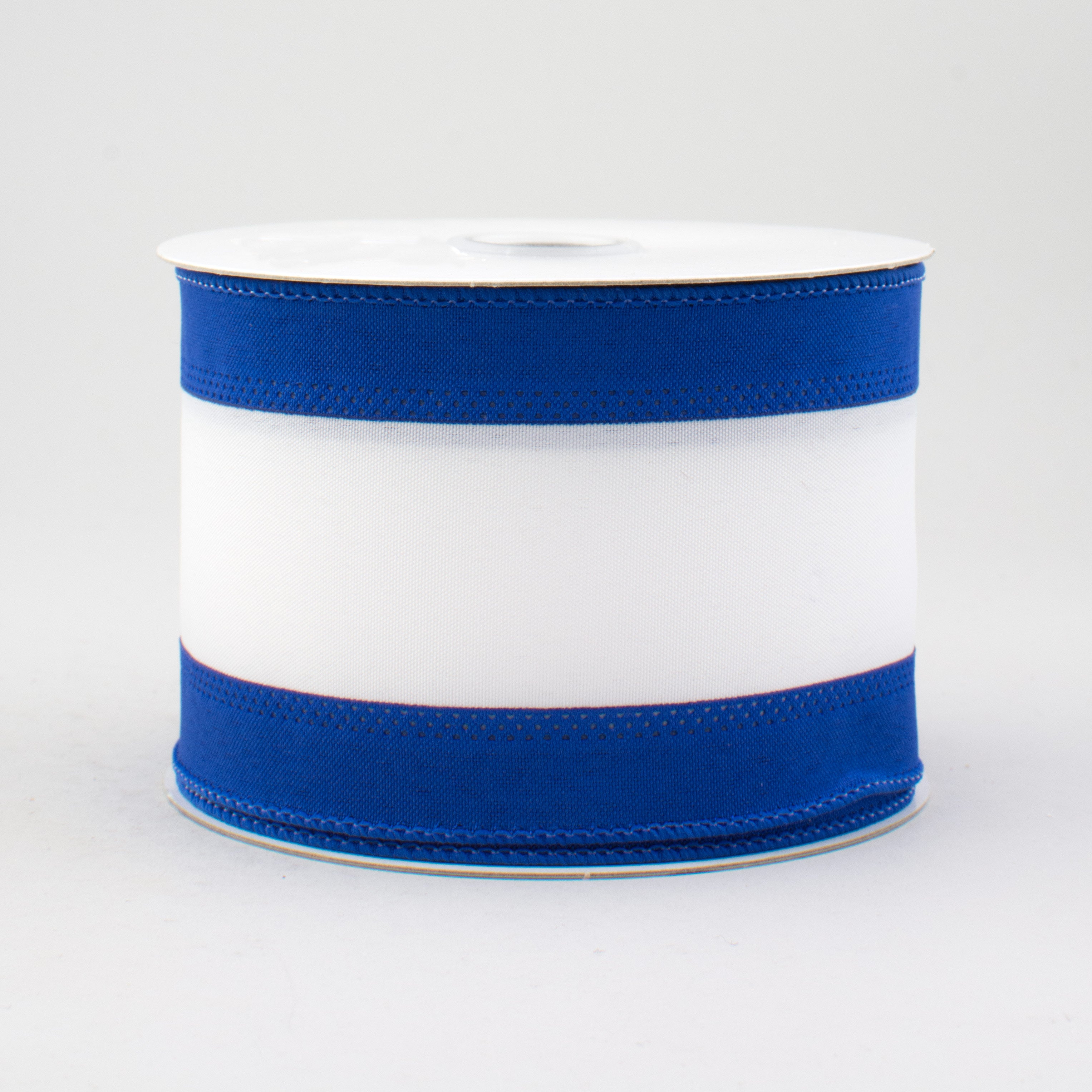 2.5" Satin Team Stripe Ribbon: Royal & White (10 Yards)