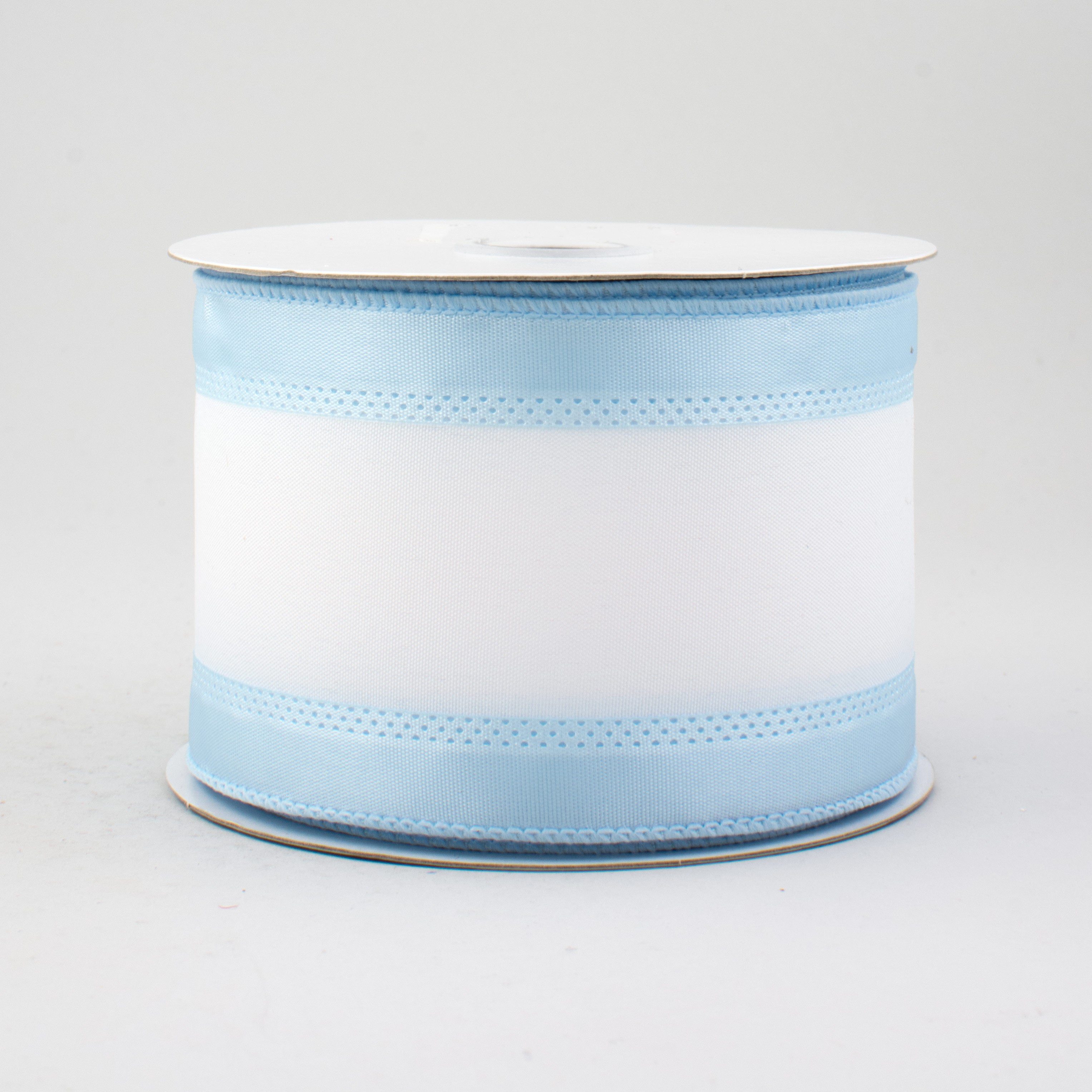 2.5" Satin Team Stripe Ribbon: Pale Blue & White (10 Yards)