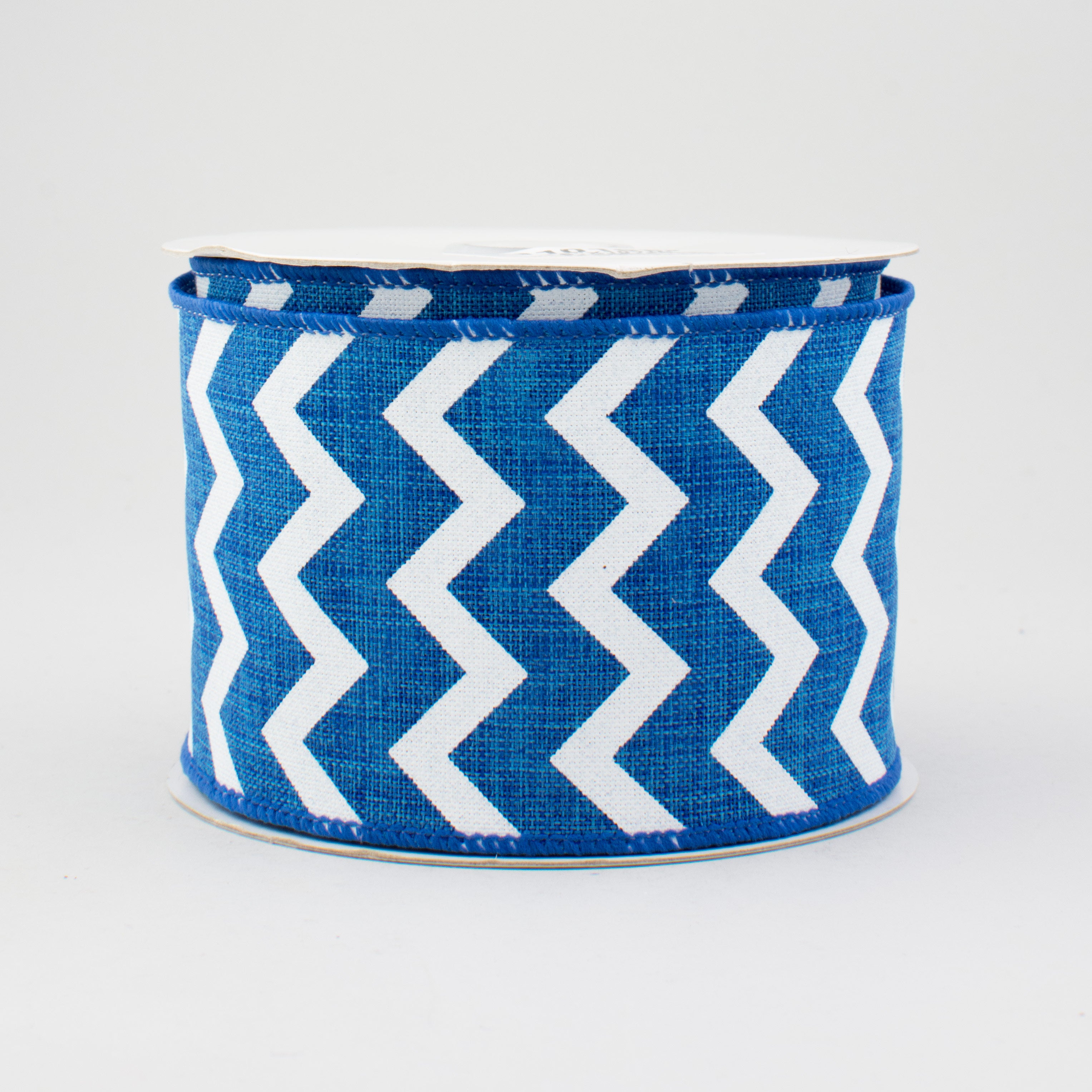 2.5" Canvas Chevron Ribbon: Royal Blue & White (10 Yards)