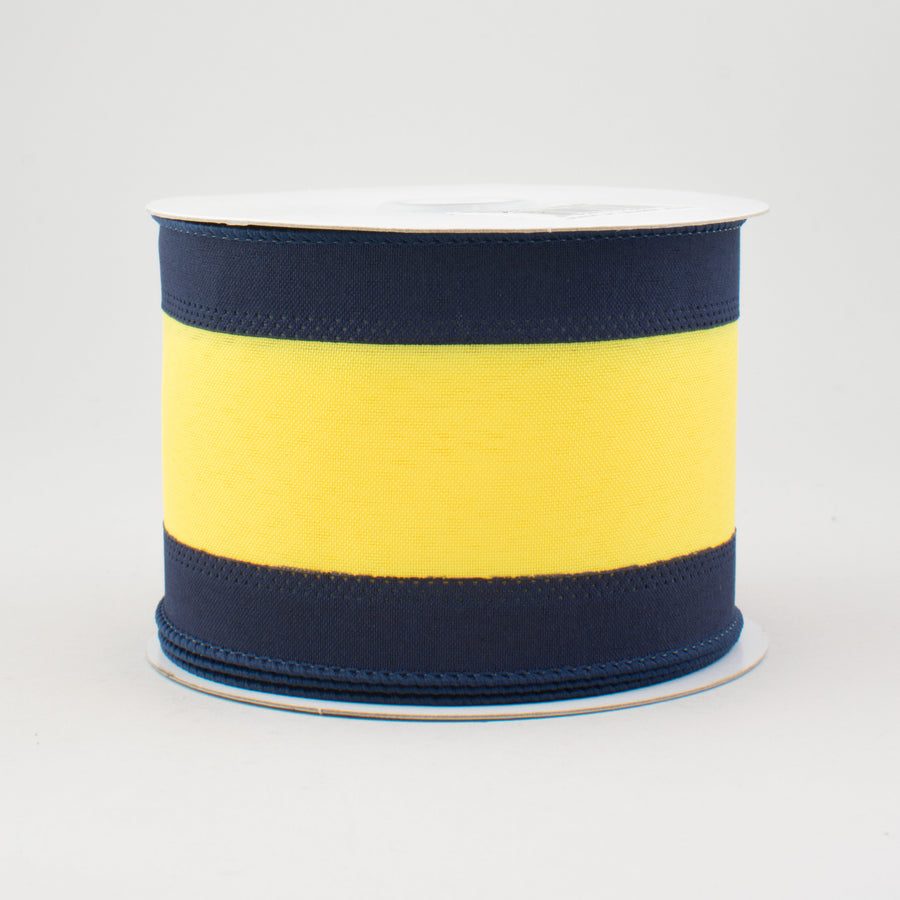 2.5" Satin Team Stripe Ribbon: Navy & Yellow (10 Yards)