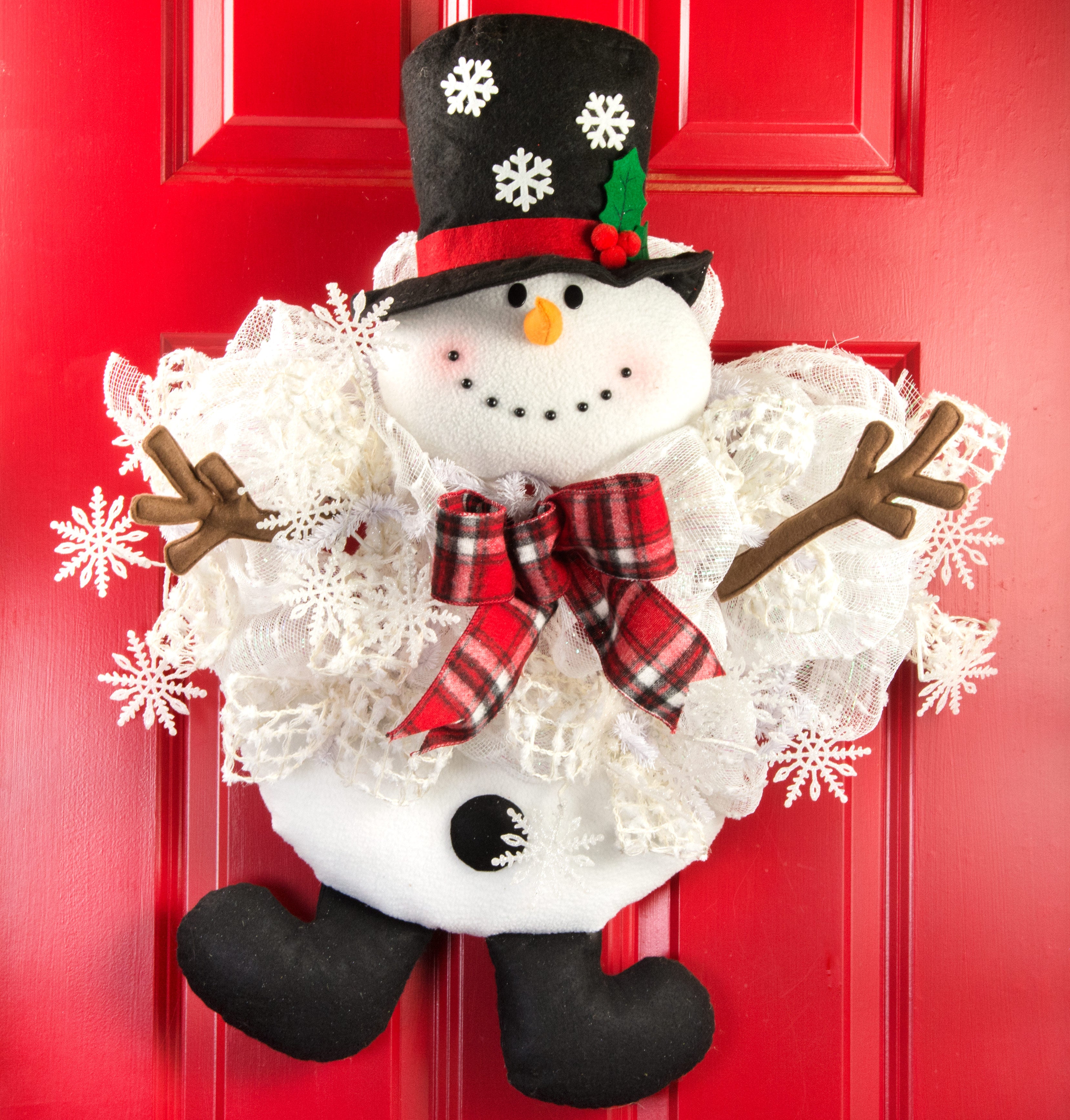 Plush Snowman Wreath Accent