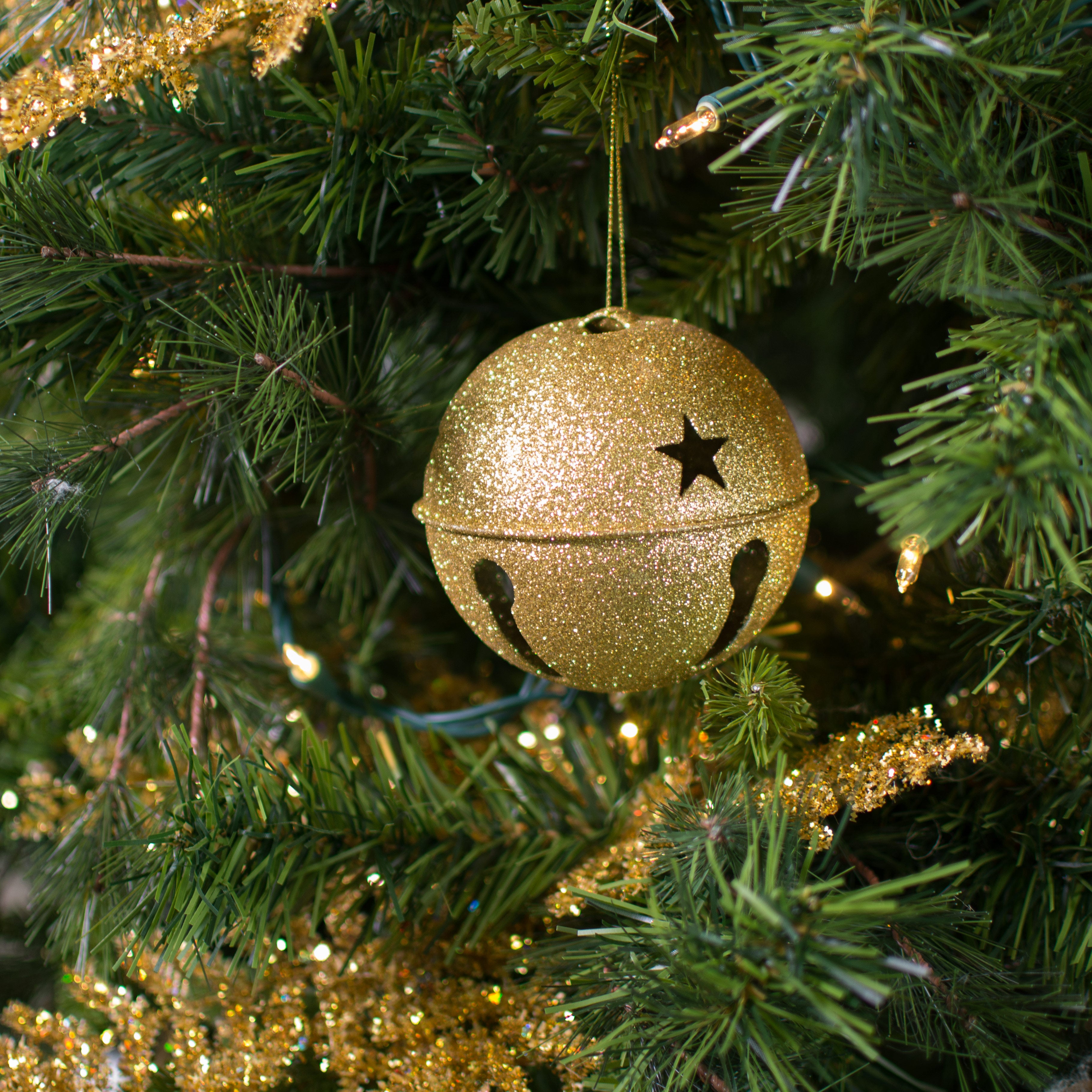 4" Gold Glitter Jingle Bell