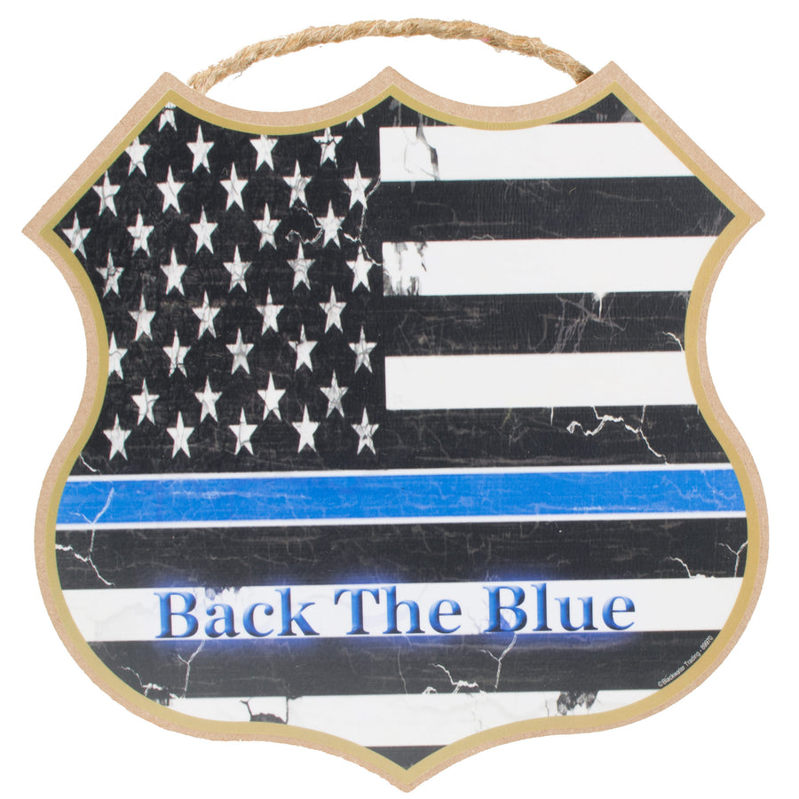 10.5" Wooden Sign: Police Support Badge