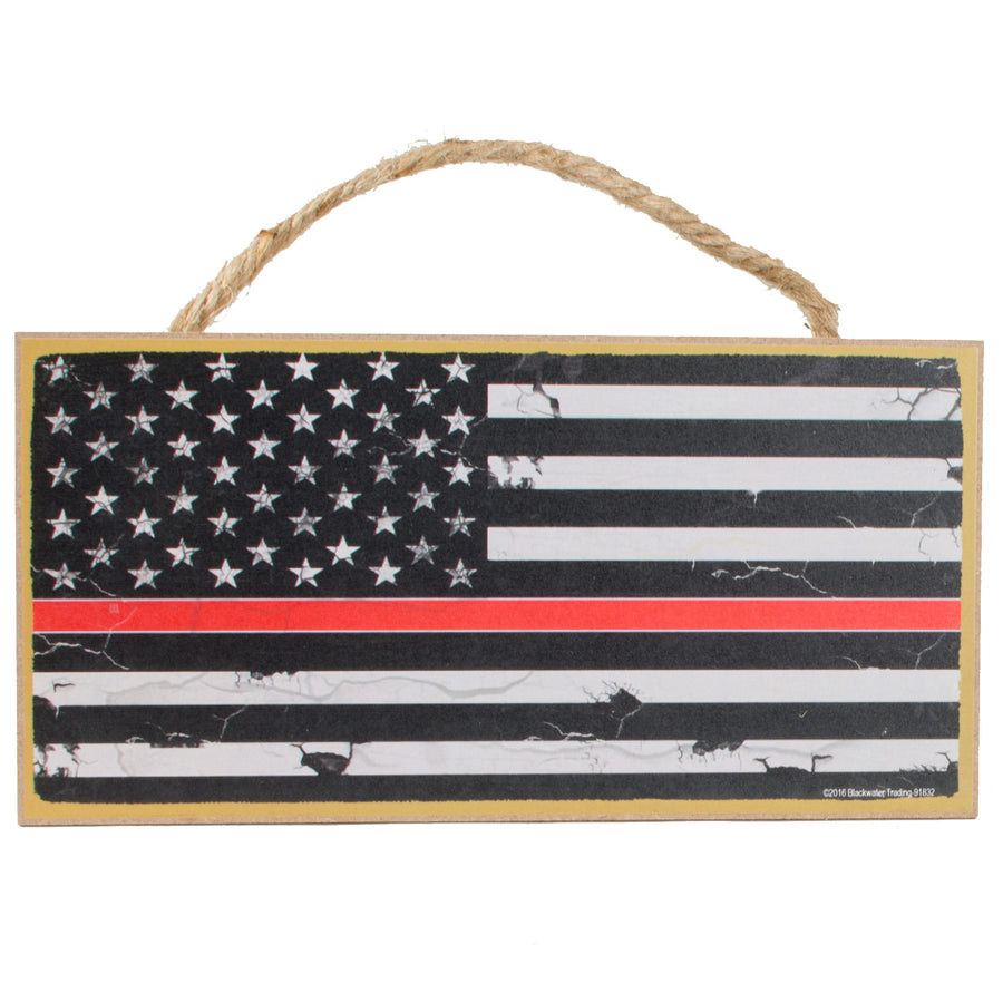 10" Wooden Sign: Firefighter Support Flag