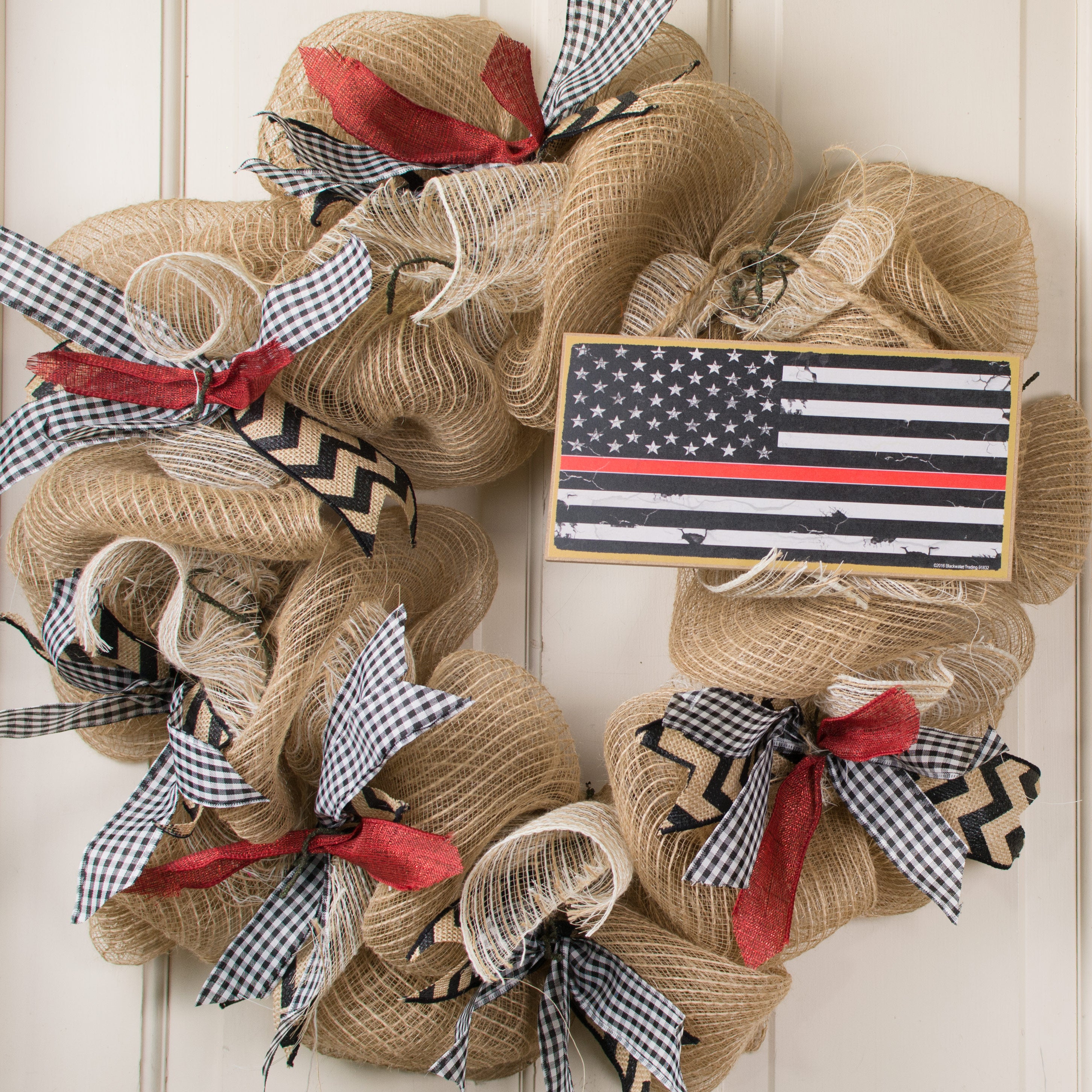 10" Wooden Sign: Firefighter Support Flag