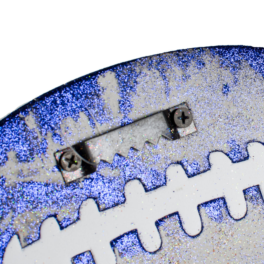 12" Metallic Glitter Football: Blue & Orange