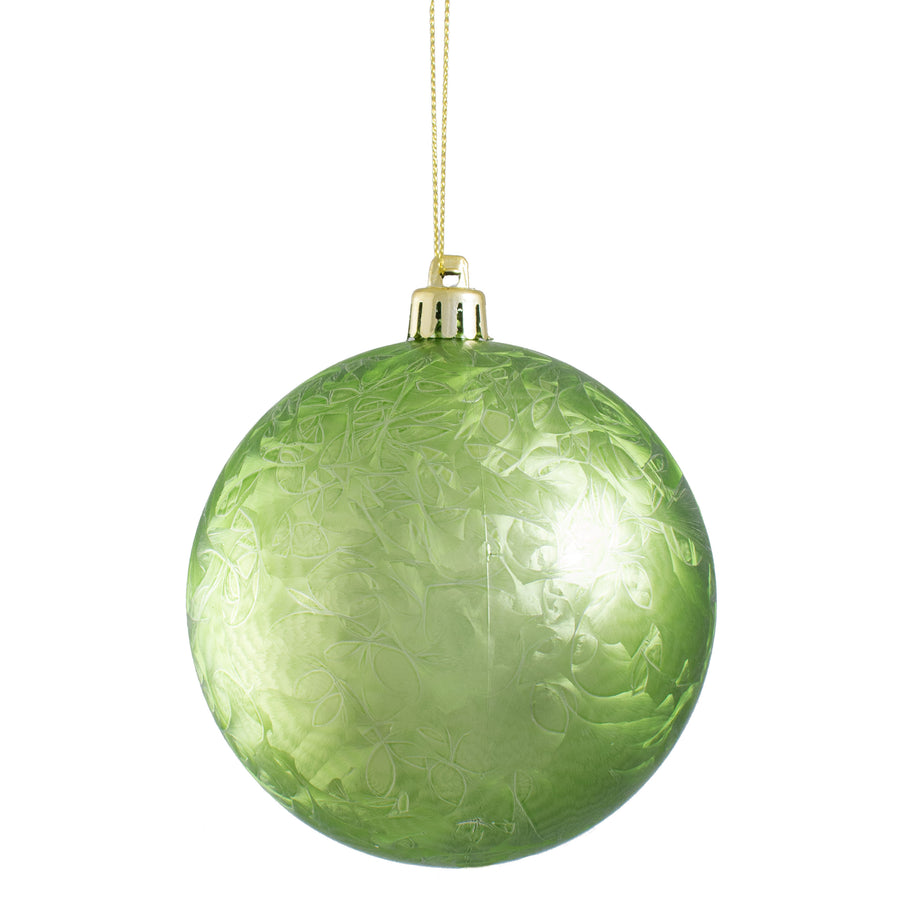 100MM Feather Smooth Ball Ornament: Lime Green