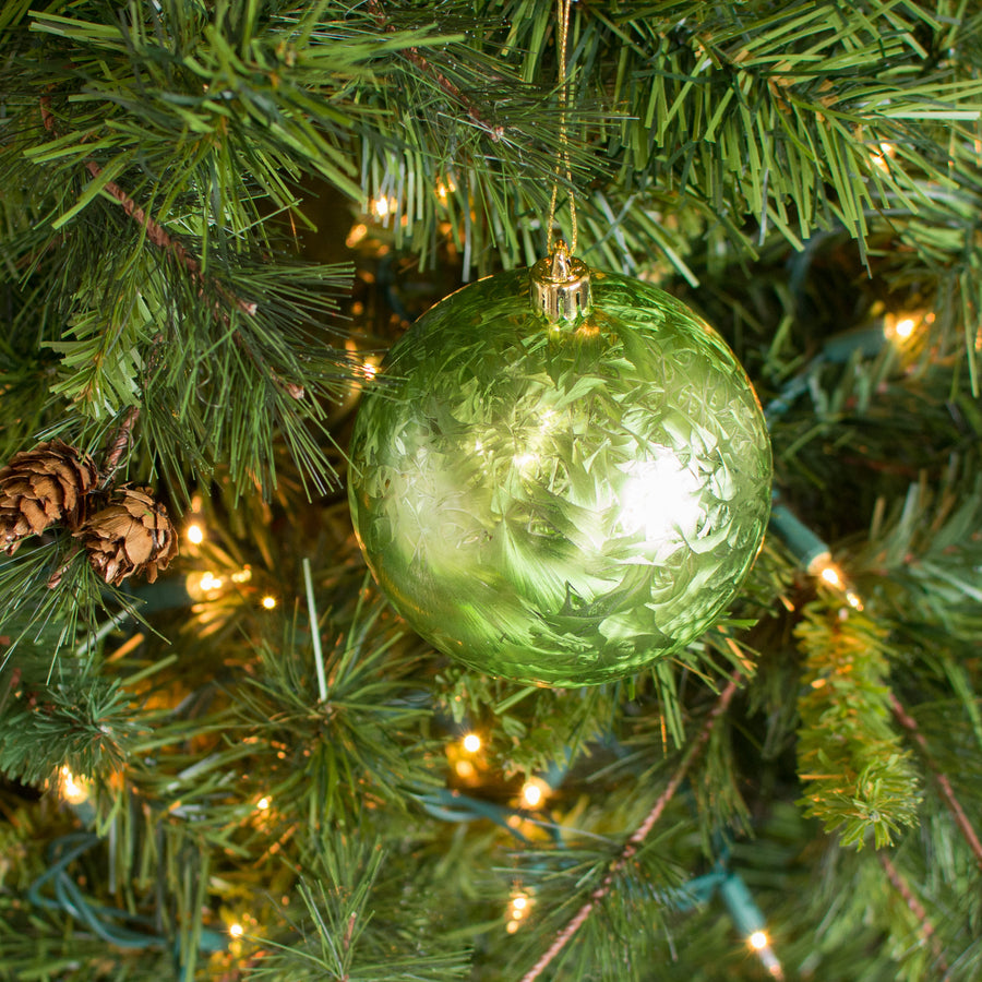 100MM Feather Smooth Ball Ornament: Lime Green
