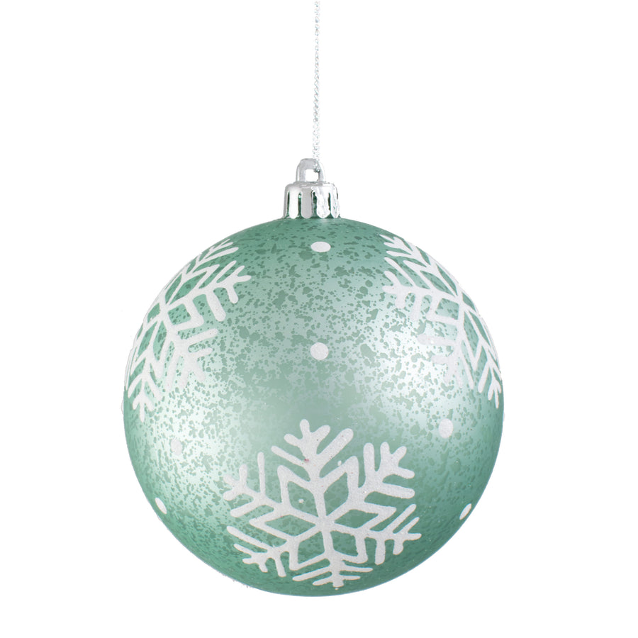 100MM Antique Look Snowflake Ball: Ice Blue