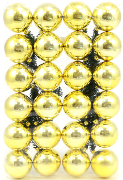 6" Green Tinsel Ties w/ 50mm Balls: Gold (Set of 12)