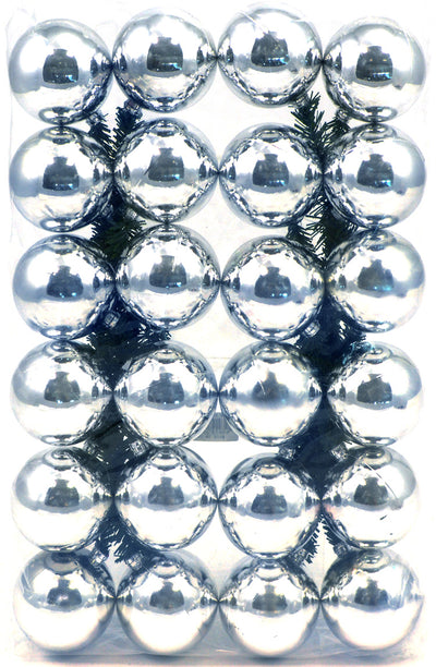 6" Green Tinsel Ties w/ 50mm Balls: Silver (Set of 12)