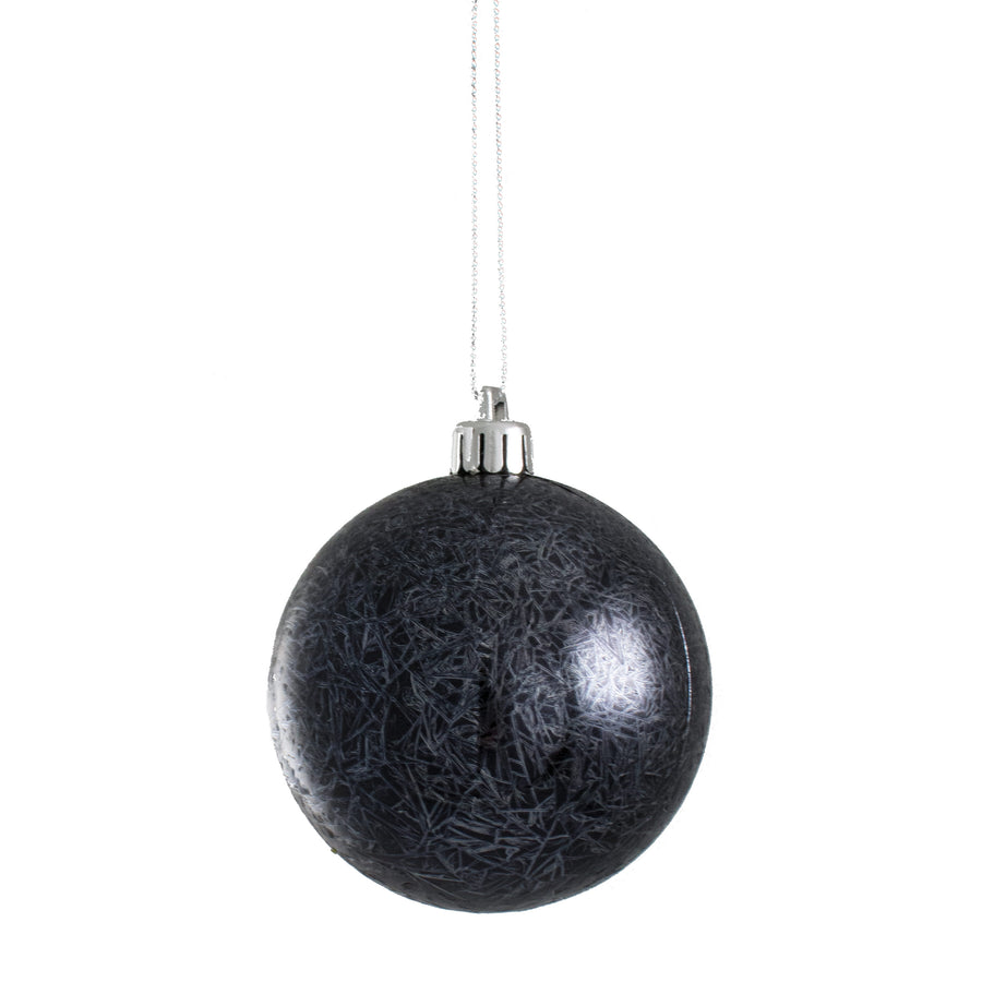 80MM Feather Smooth Ball Ornament: Black