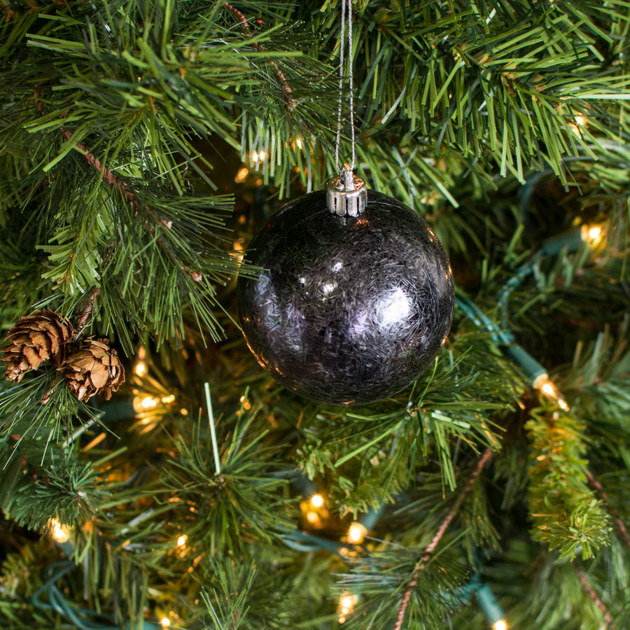 80MM Feather Smooth Ball Ornament: Black
