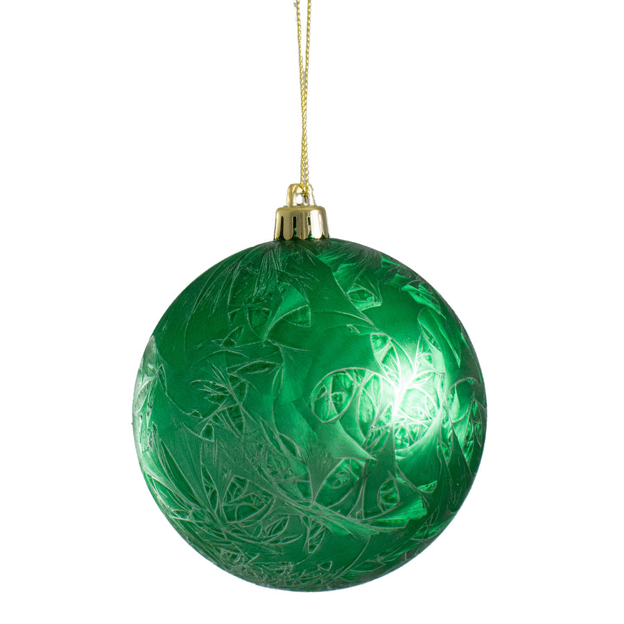 100MM Feather Smooth Ball Ornament: Green